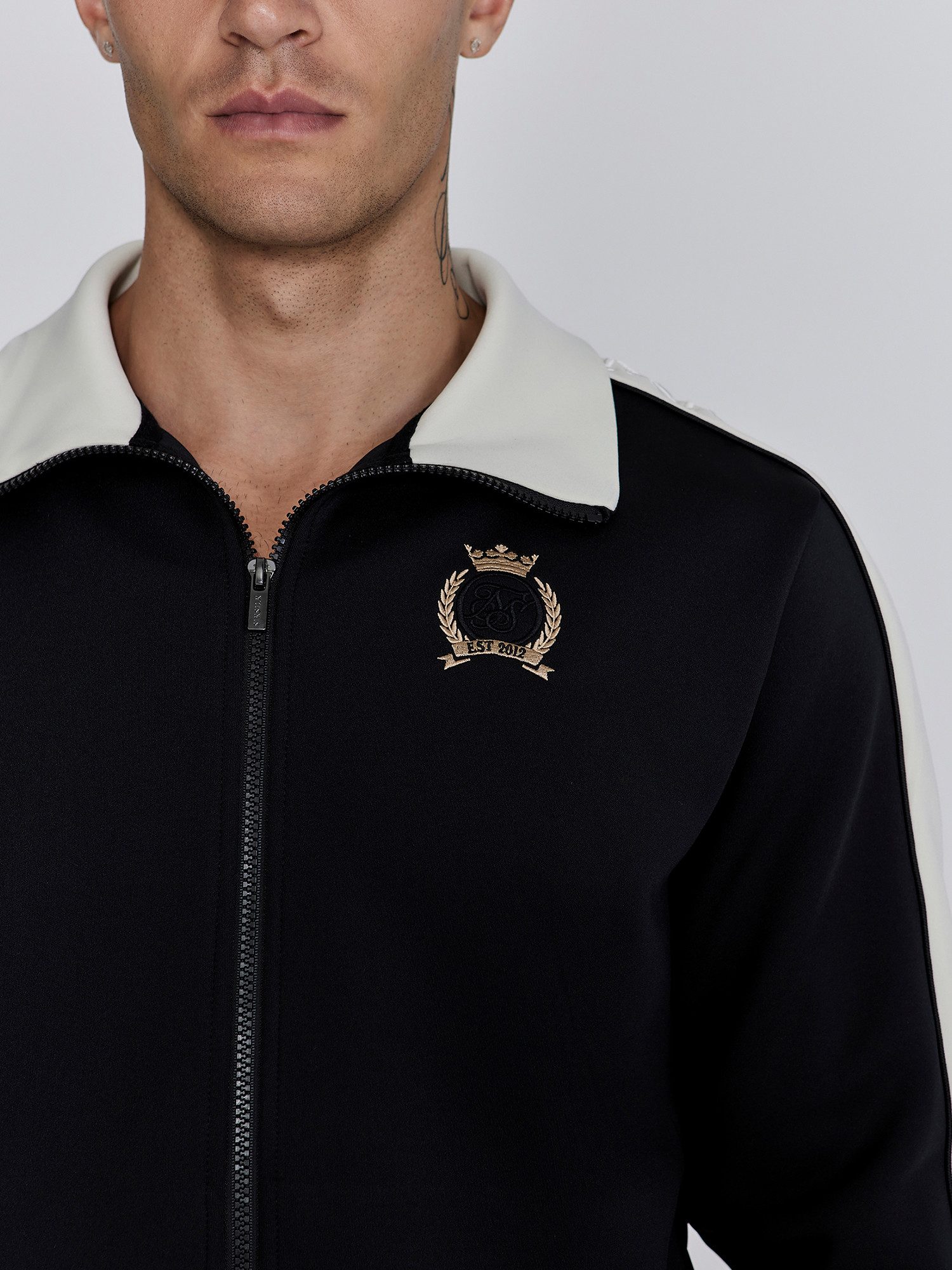 Siksilk Sweatjacke SikSilk Herren Schwarze Crest Trainingsjacke