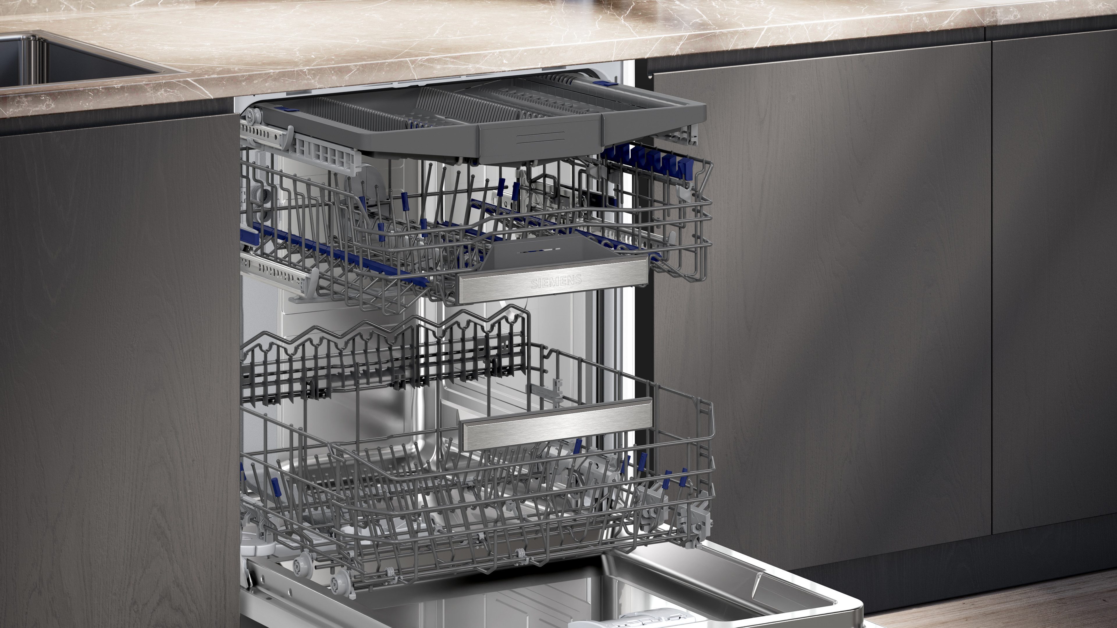 SIEMENS vollintegrierbarer Geschirrspüler iQ700 SN87EX01CE, 14 Maßgedecke, glassZone für empfindliche Gläser und hohe Flexibilität beim Beladen – Bild 2 von 5