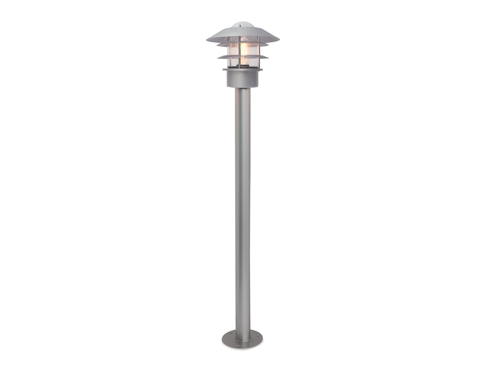 Strom LED mit H warmweiß, LED Silber meineWunschleuchte Wegbeleuchtung Industrial 100cm Garten-leuchten Außen-Stehlampe, beleuchten wechselbar,