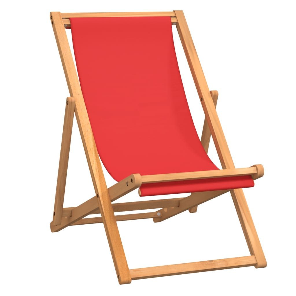 furnicato Klappstuhl Strandstuhl aus Naturholz mit Stoff, 56 x 105 x 96 cm, Rot (1 St)