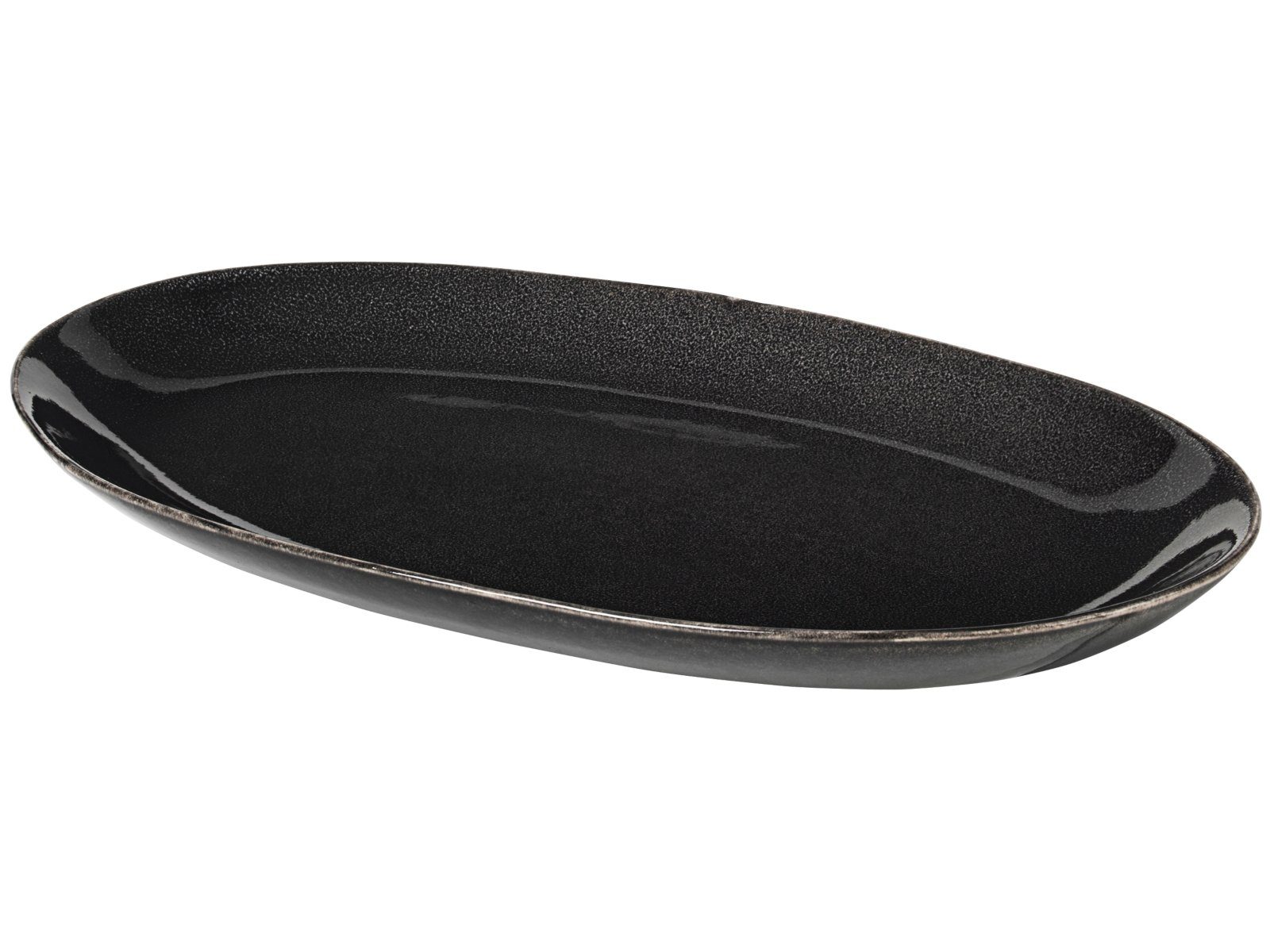 Broste Copenhagen Servierplatte NORDIC COAL Platte oval 30 cm, Steinzeug, (Platten oval), Nordic Coal Platte oval