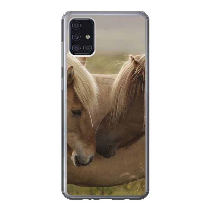 MuchoWow Handyhülle Pferde - Gras - Braun Handyhülle Samsung Galaxy A52 5G Smartphone-Bumper Print Handy
