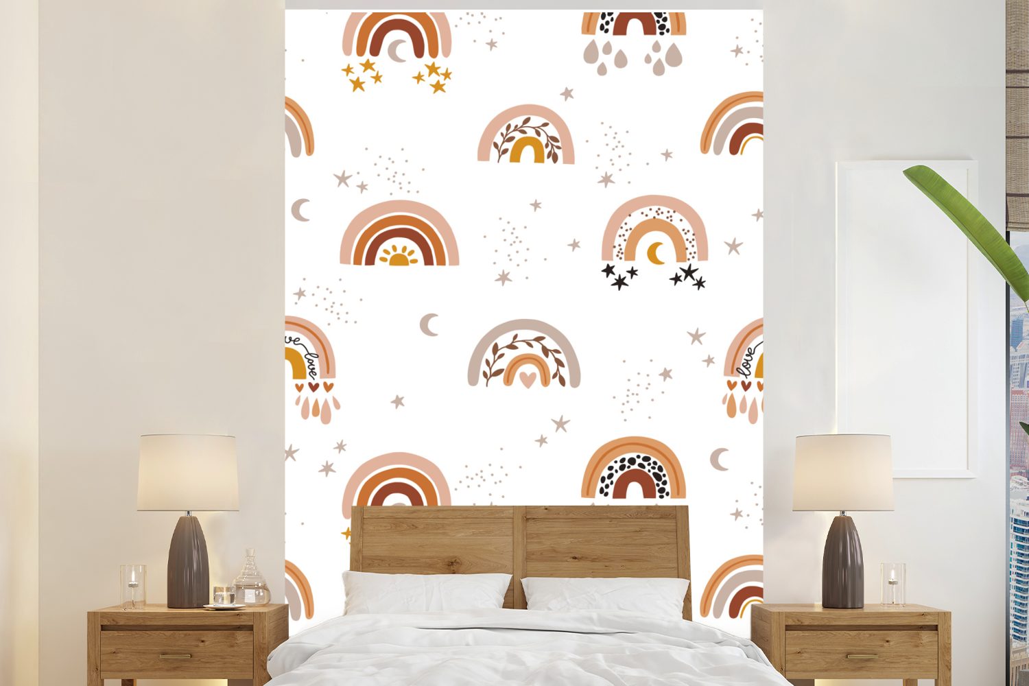 MuchoWow Fototapete Muster - Regenbogen - Dekoration, Matt, bedruckt, (3 St), Montagefertig Vinyl Tapete für Wohnzimmer, Wandtapete