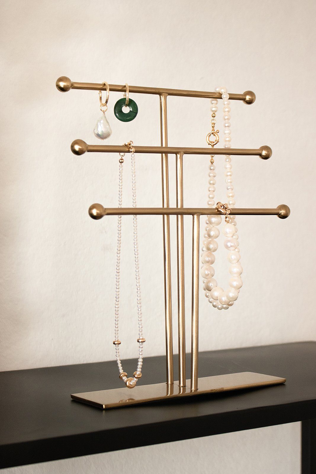 LaLe Living Schmuckständer Ela dreistufig 25x5 cm in Gold und Schwarz, aus Eisen