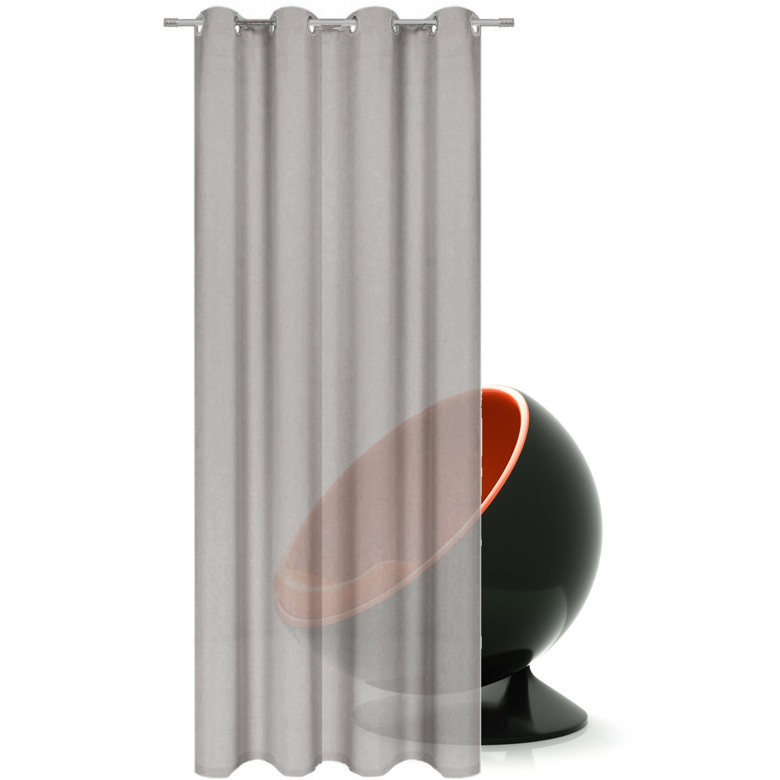Vorhang Halbtransparenter Ösenvorhang - 140x245cm aus 100% Polyester, JEMIDI, (1 St) Grau | Fertiggardinen