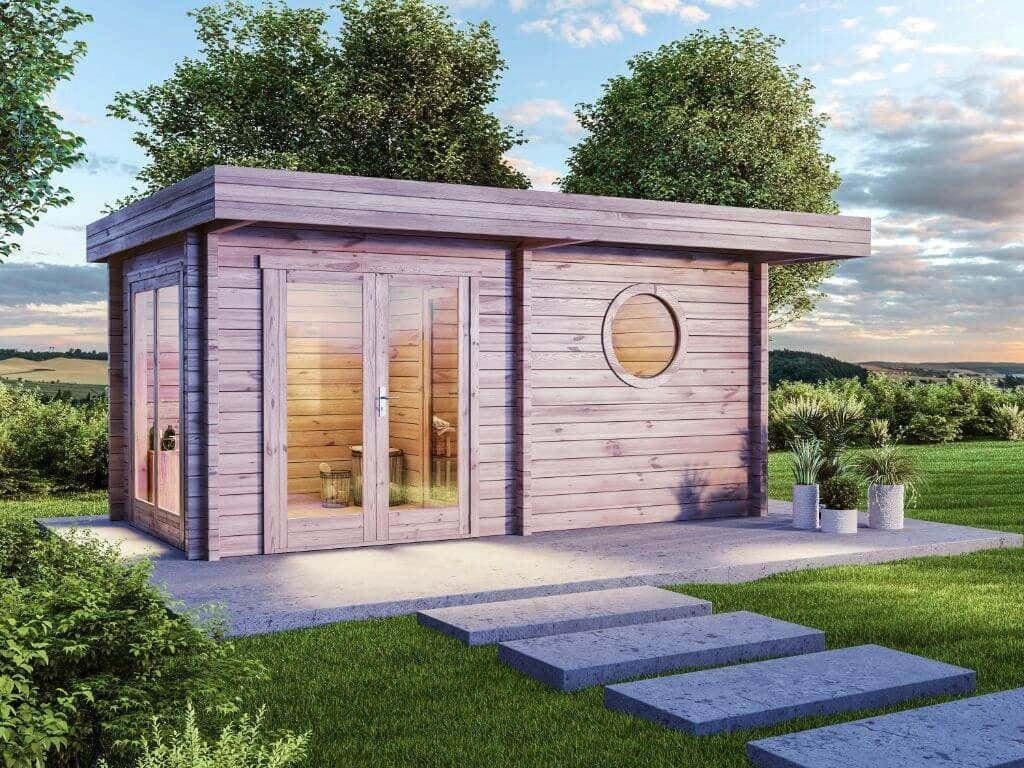 FinnTherm Saunahaus Enns - 70, BxTxH: 508 x 354 x 236 cm, 70 mm, in Naturbelassen Inkl. Fußboden