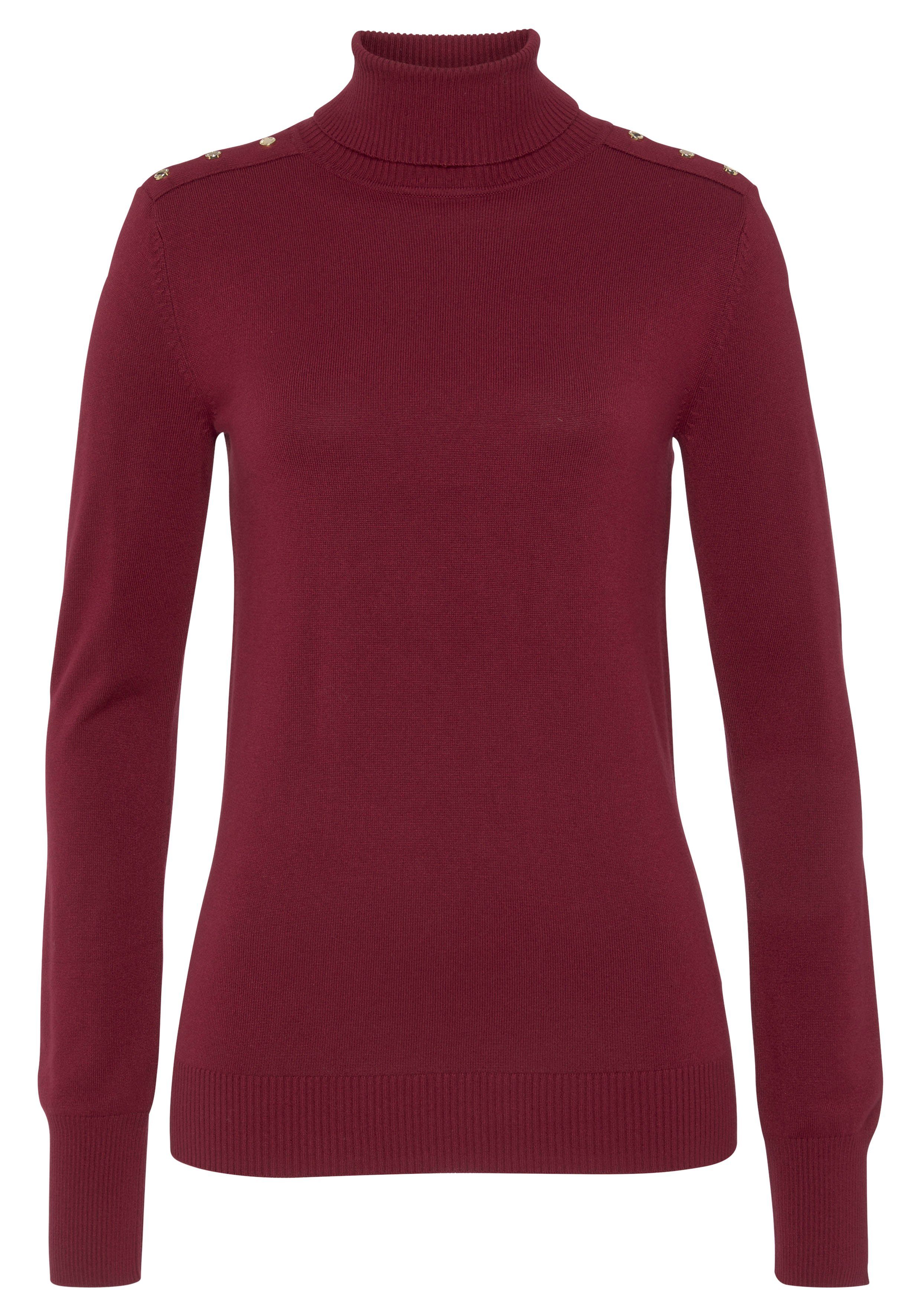 DELMAO Rollkragenpullover mit kleinen Zierknöpfen an der Schulter - NEUE MARKE! mehr