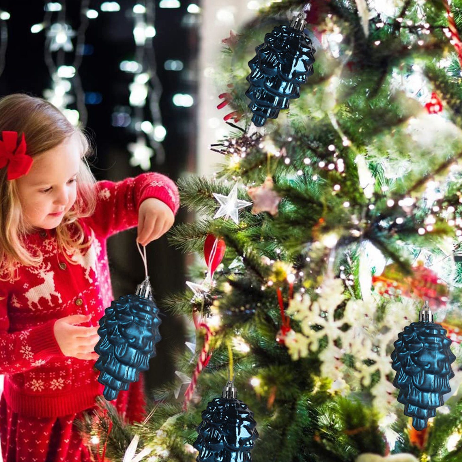 glitzernden hängenden Ornamenten Christbaumschmuck für Weihnachtsbaum und Rutaqian Tannenzapfen