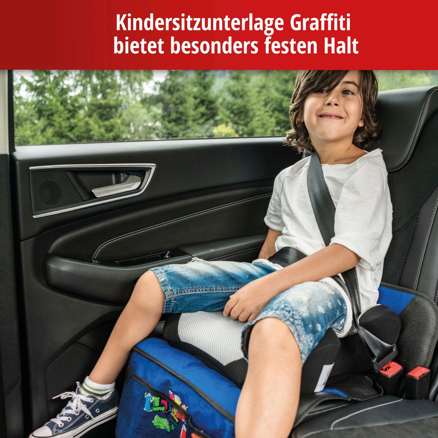 WALSER Kindersitzunterlage Schutz-Unterlage Schon-Bezug Kindersitz Graffiti, Set, 1-tlg., 1x Unterlage für Kindersitz, Auto Sitz-Schoner KFZ Autositz-Auflage Ne – Bild 2 von 5