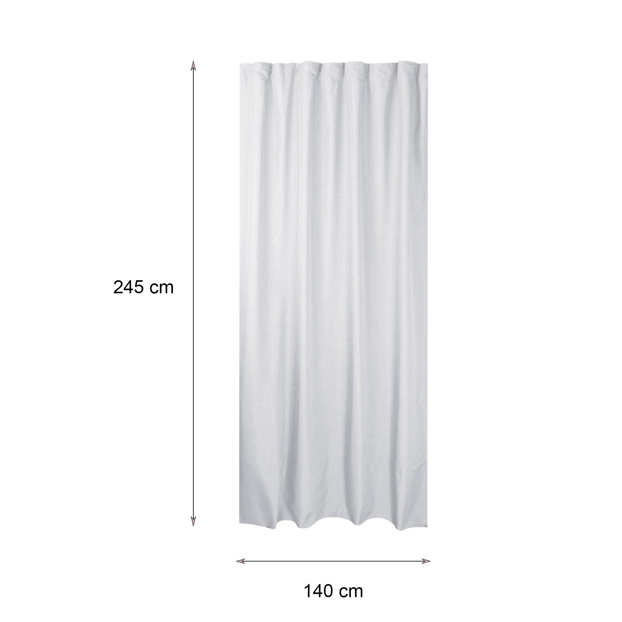 2er und Vorhang Deko, Gardine Kräuselband Set St), (2 blickdicht, Struktur Haus 140x245 Leinenoptik, Polyester Weiß Kräuselband cm blickdicht