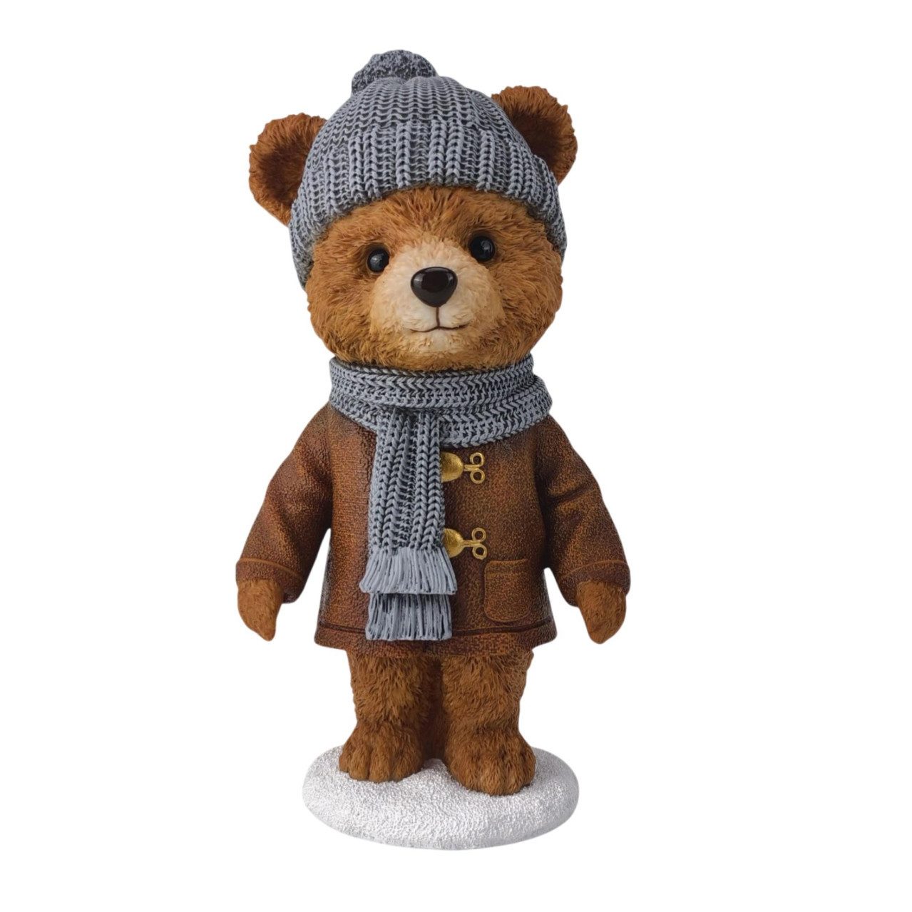 Figurendiscounter Weihnachtsfigur Dekofigur Bär mit Mütze & Schal klein 19 x 9,5 cm