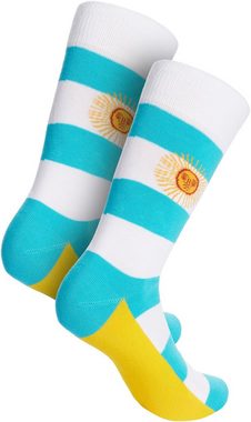 BRUBAKER Socken Herren Fan Socken - Flagge/Fahne - Lustiges Motiv Männer Crew-Socken (One Size Geschenk für Fußball-Fans Fußballer - USA Brasilien Argentinien, 1-Paar) Socken Lustig - Weltmeisterschaft Nationalflagge