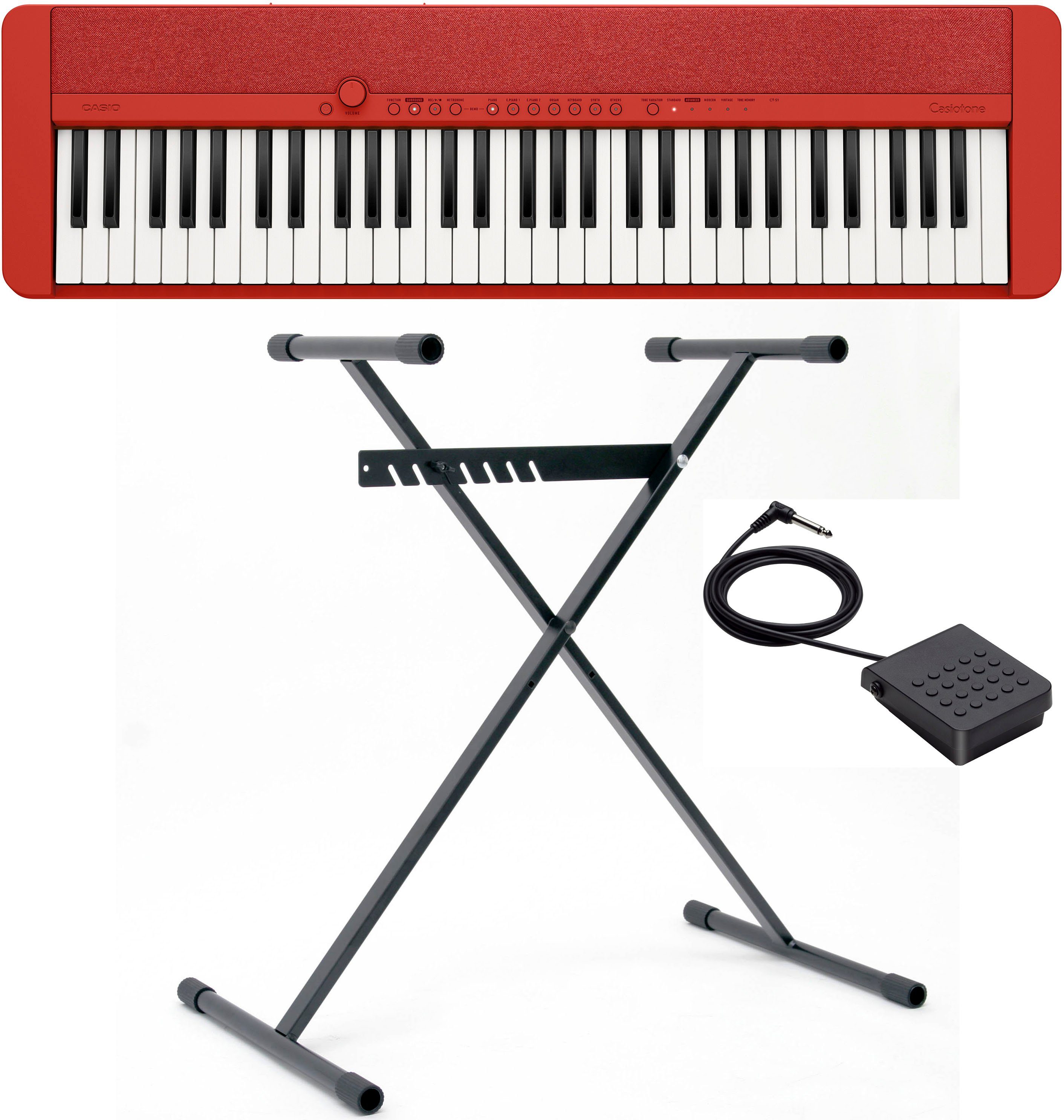 ideal Piano-Keyboard-Set Netzteil), inkl. Sustainpedal CASIO Home-Keyboard CT-S1RDSET und Klanggourmets; für (Set, Keyboardständer, und Piano-Einsteiger