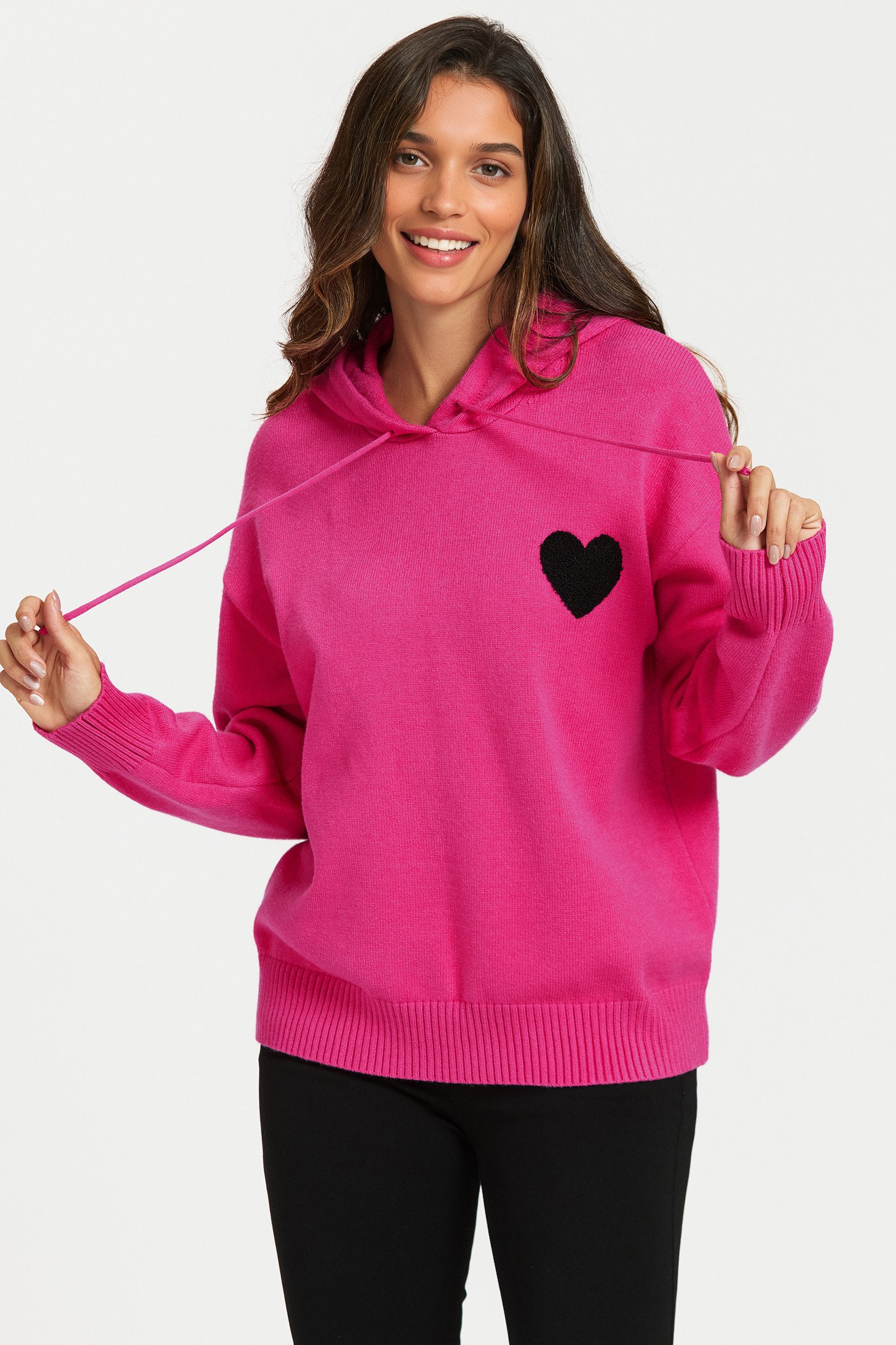 FS Collection Strickpullover Damen Strick-Hoodie Gestrickter Kapuzenpullove günstig online kaufen