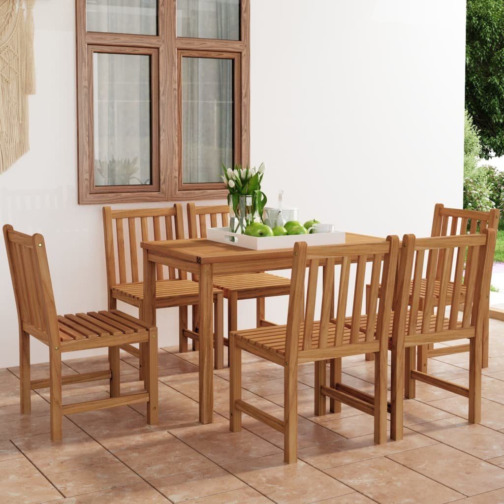vidaXL Gartenlounge-Set 7-teiliges Garten-Ess-Set 120 x 70 cm Massivholz, (6-tlg)