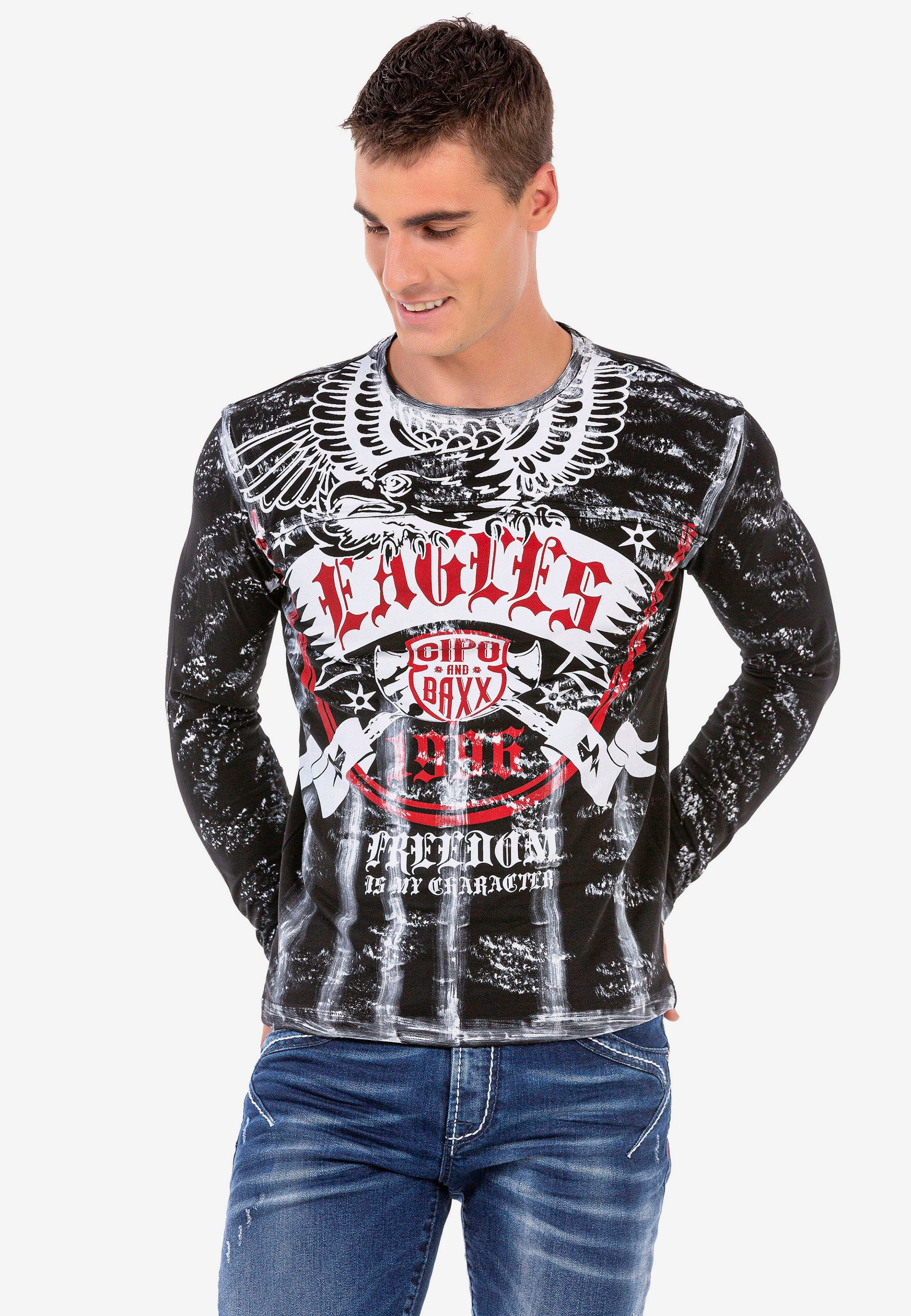 Langarmshirt Cipo coolem Baxx mit Frontprint &