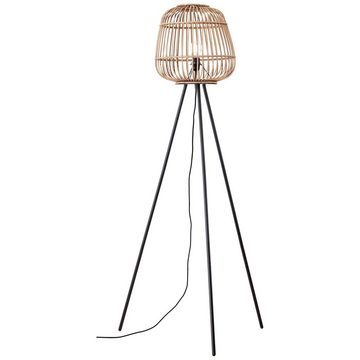 Lightbox Stehlampe, ohne Leuchtmittel, Dreibein-Lampe, H 155 cm, Ø 76 cm, E27, Rattan/Metall, braun/schwarz