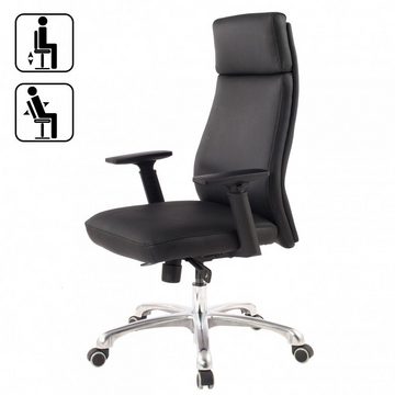 möbelando Bürostuhl Bürostuhl PORTO Echt-Leder Schwarz ergonomisch mit Kopfstütze, Design, 68 x 118 x 75 cm (B/H/L)