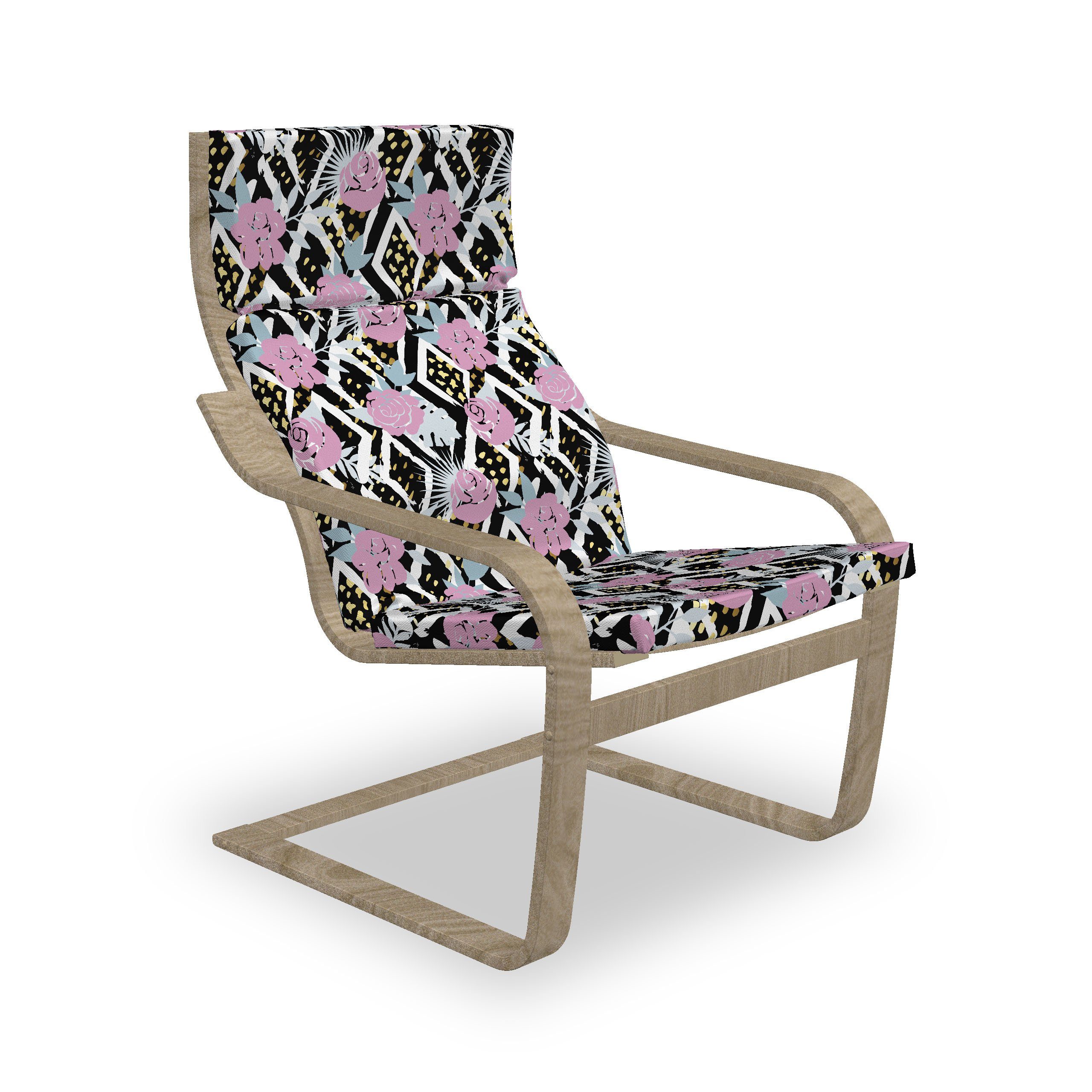 mit Stuhlkissen Abakuhaus Grunge-Blüten-Muster Sitzkissen mit Reißverschluss, Hakenschlaufe Stuhlkissen Botanisch und