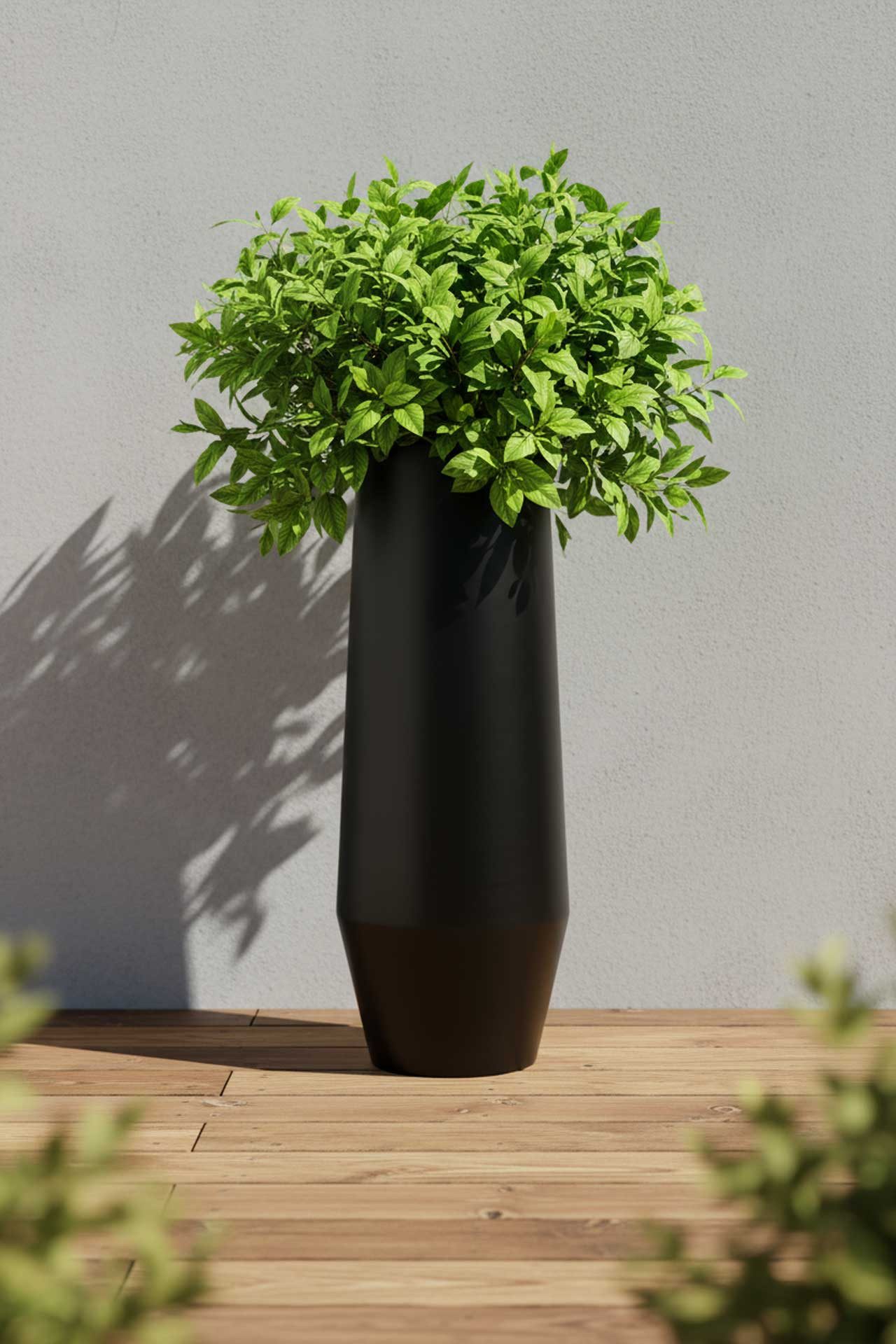 VIVANNO Bodenvase Fiberglas BERBELO Rund - Schwarz Matt (1 St), 28x80 cm