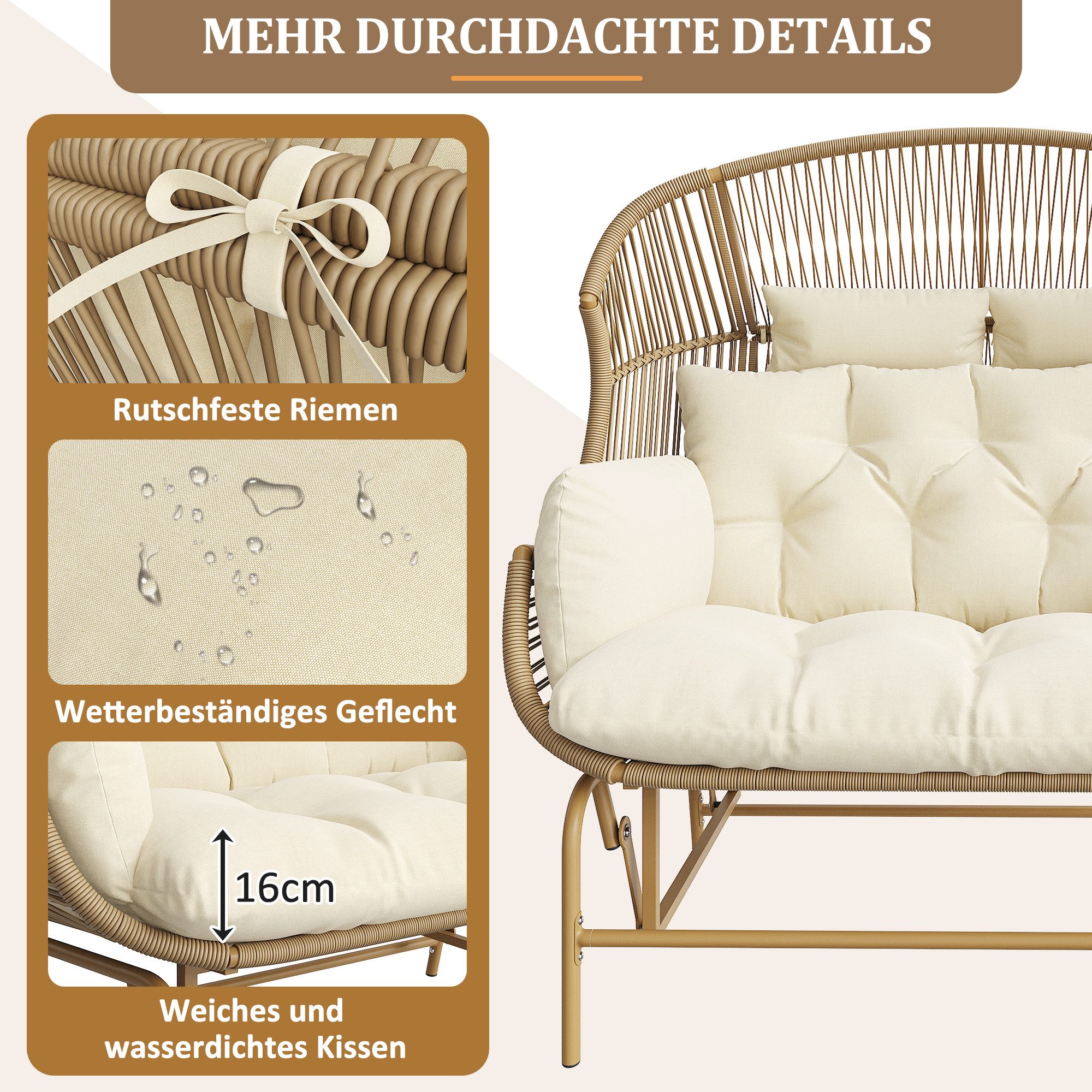 i@home Gartenbank Garten-Schaukelstuhlfür zwei Personen, Patio günstig online kaufen