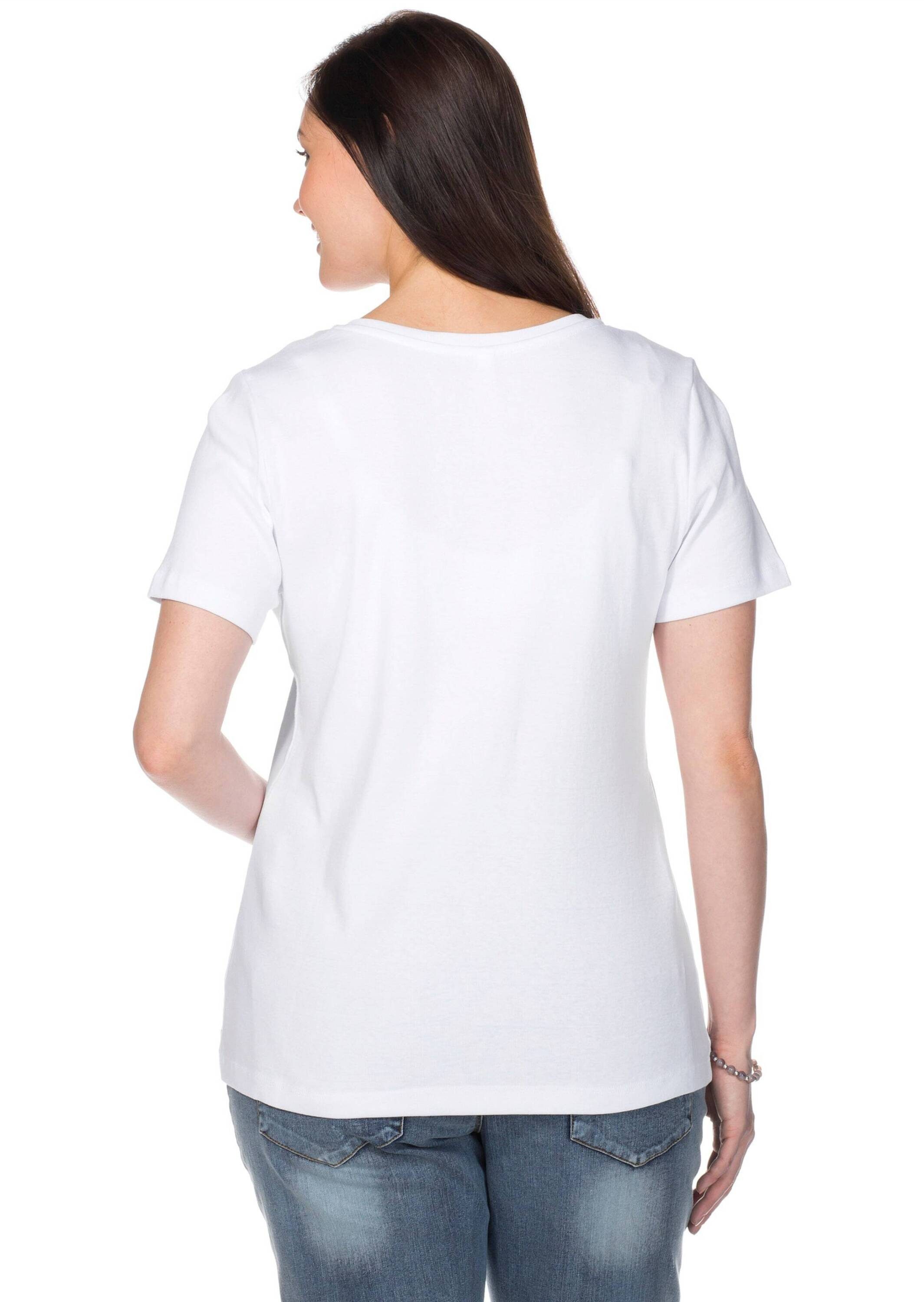 Sheego T-Shirt T-Shirt Kurzarm aus fein gerippter Qualität günstig online kaufen