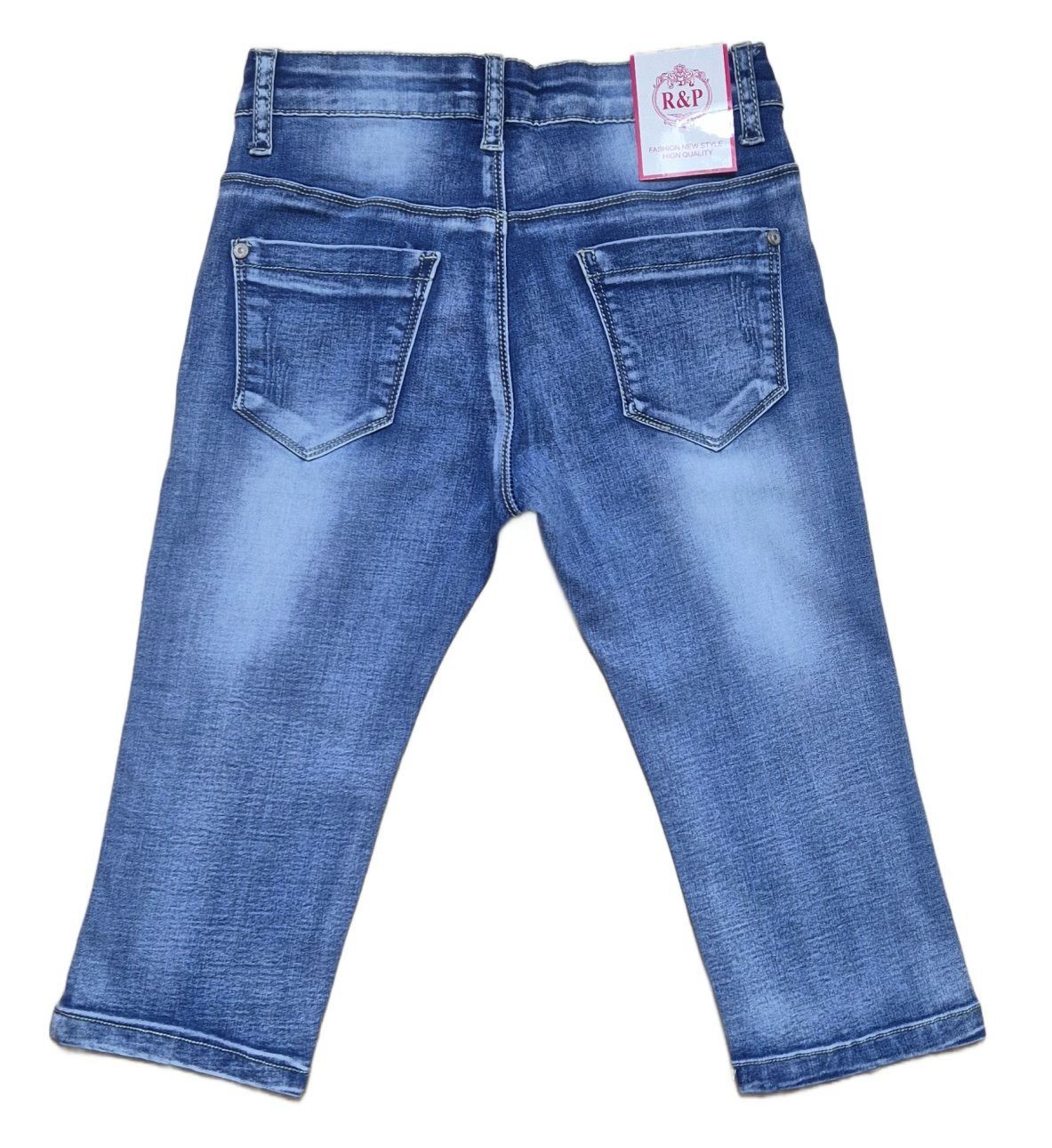 Girls Fashion Caprijeans Capri Stretch Jeans Hose Kinder Sommerhose M19037e mit Stretch-Anteil