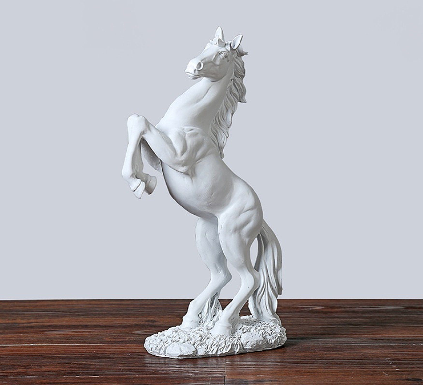 BAYLI Skulptur 2er Set Stehendes Pferd auf Sockel - Kunstharzstatue für Zuh günstig online kaufen