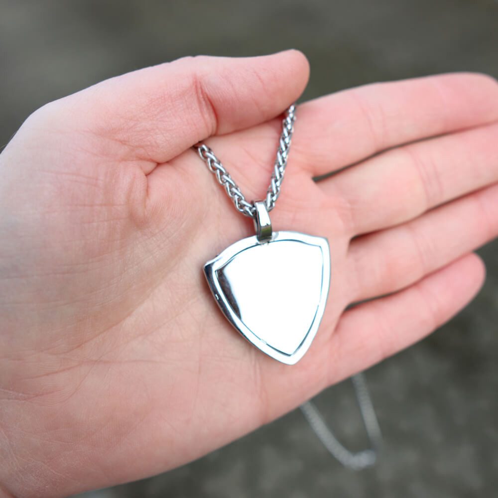 DALMARO Kette mit Anhänger Lederkette Edelstahlkette 316L SPIEGEL ROSE, Herren Halskette Biker / Wikinger Kette - Schmuckbox