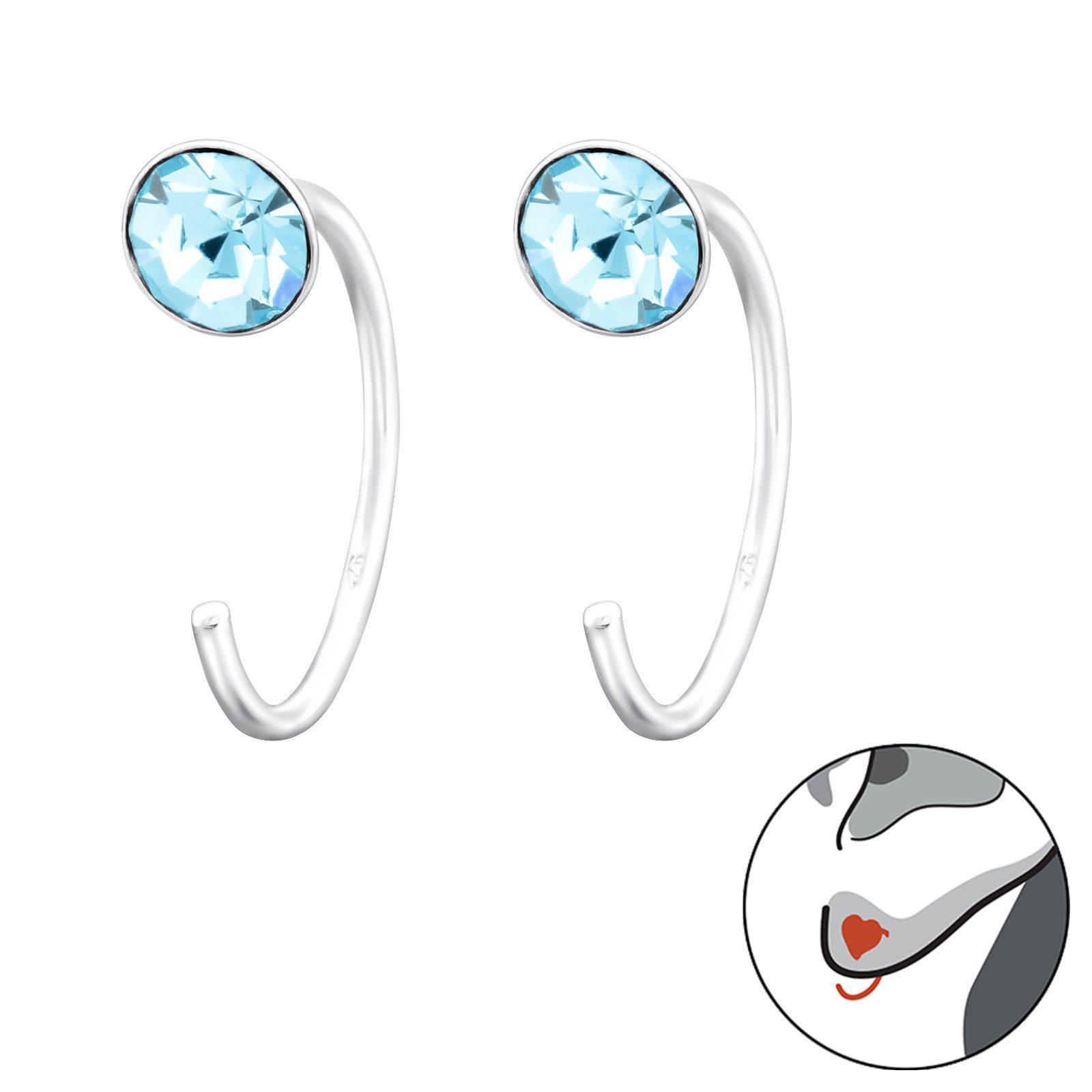 Ohrring-Set Rund Kinder Ohrhänger Ohrringe 925 Silber Ohrstecker