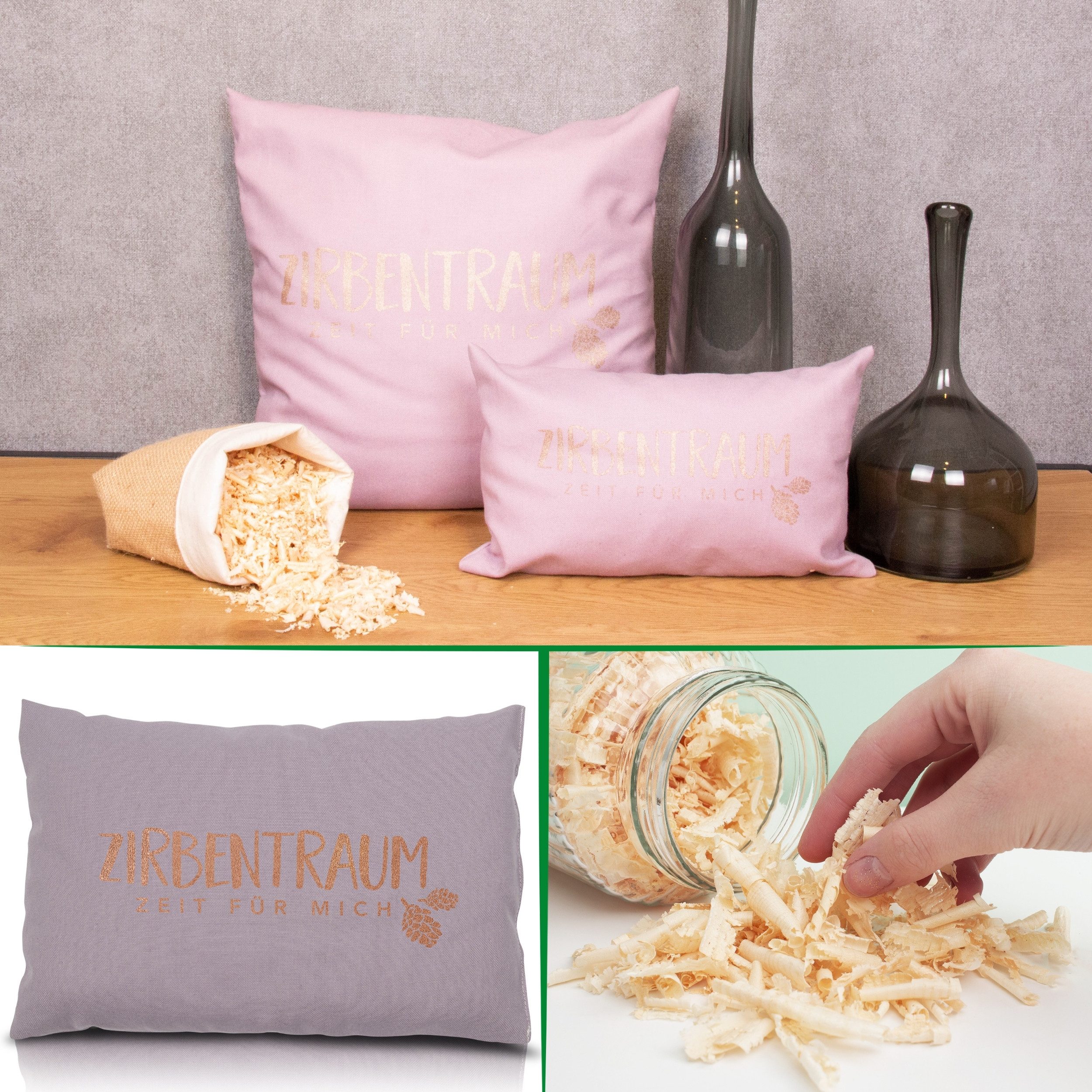 herbalind Zirbenkissen "Zirbentraum in Anthrazit/Roségold 30x20 mit Reißver günstig online kaufen