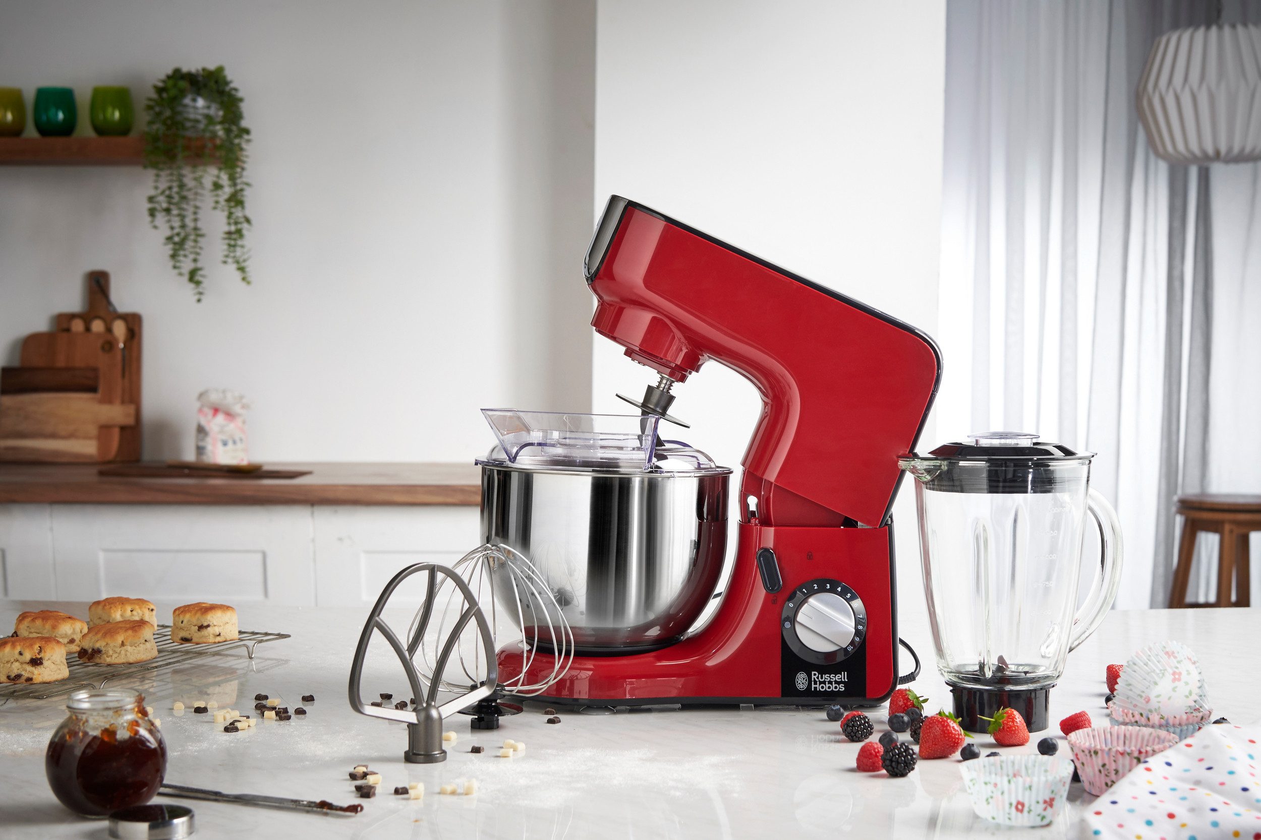 RUSSELL HOBBS Küchenmaschine 23480-56 Multi Desire Rot, 1000 W, 5 l Schüssel, Knetmaschine, Standmixer/Zerkleinerer, 3 Rührwerkzeuge