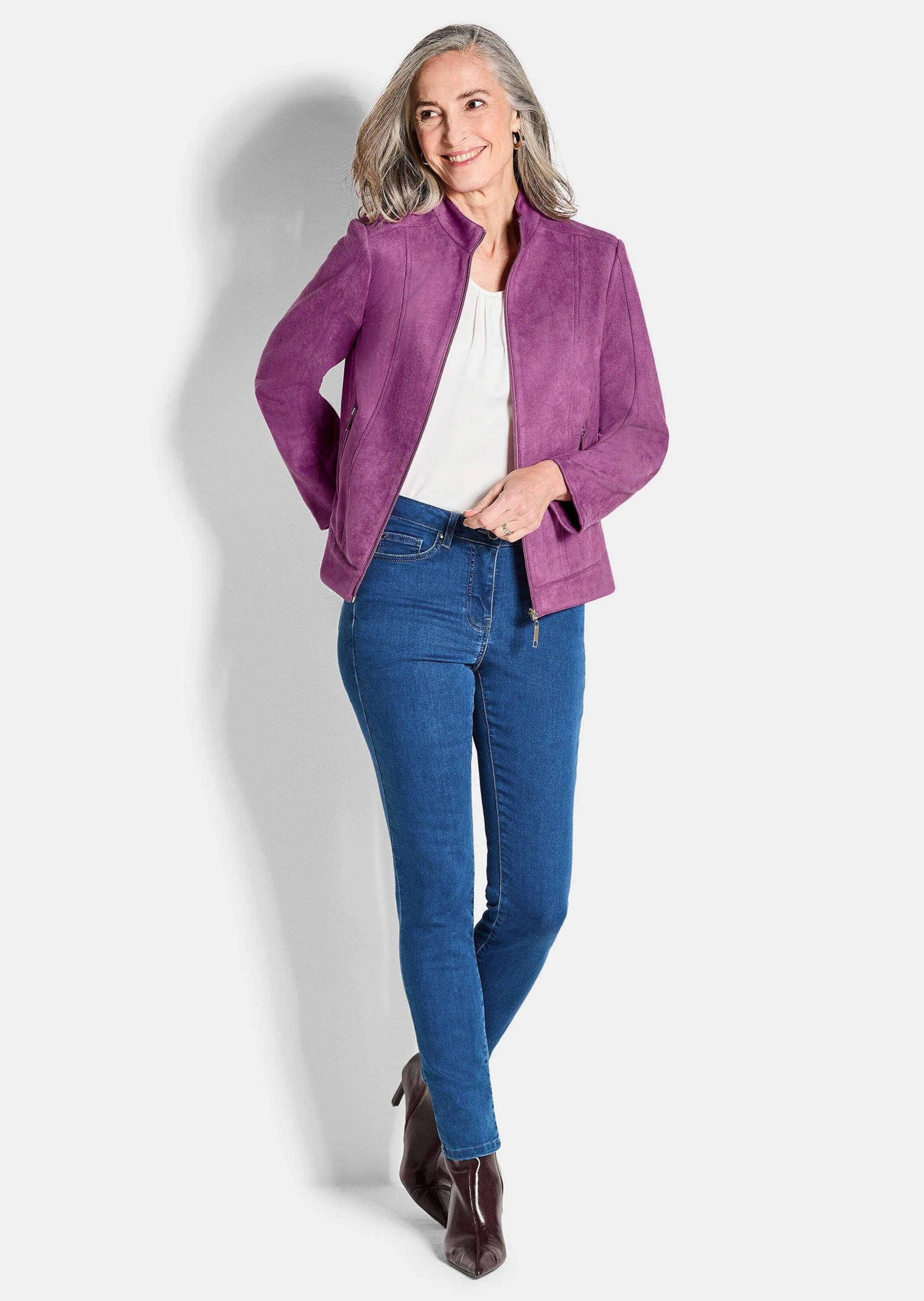 GOLDNER Allwetterjacke Elegante Veloursjacke mit Stehkragen günstig online kaufen