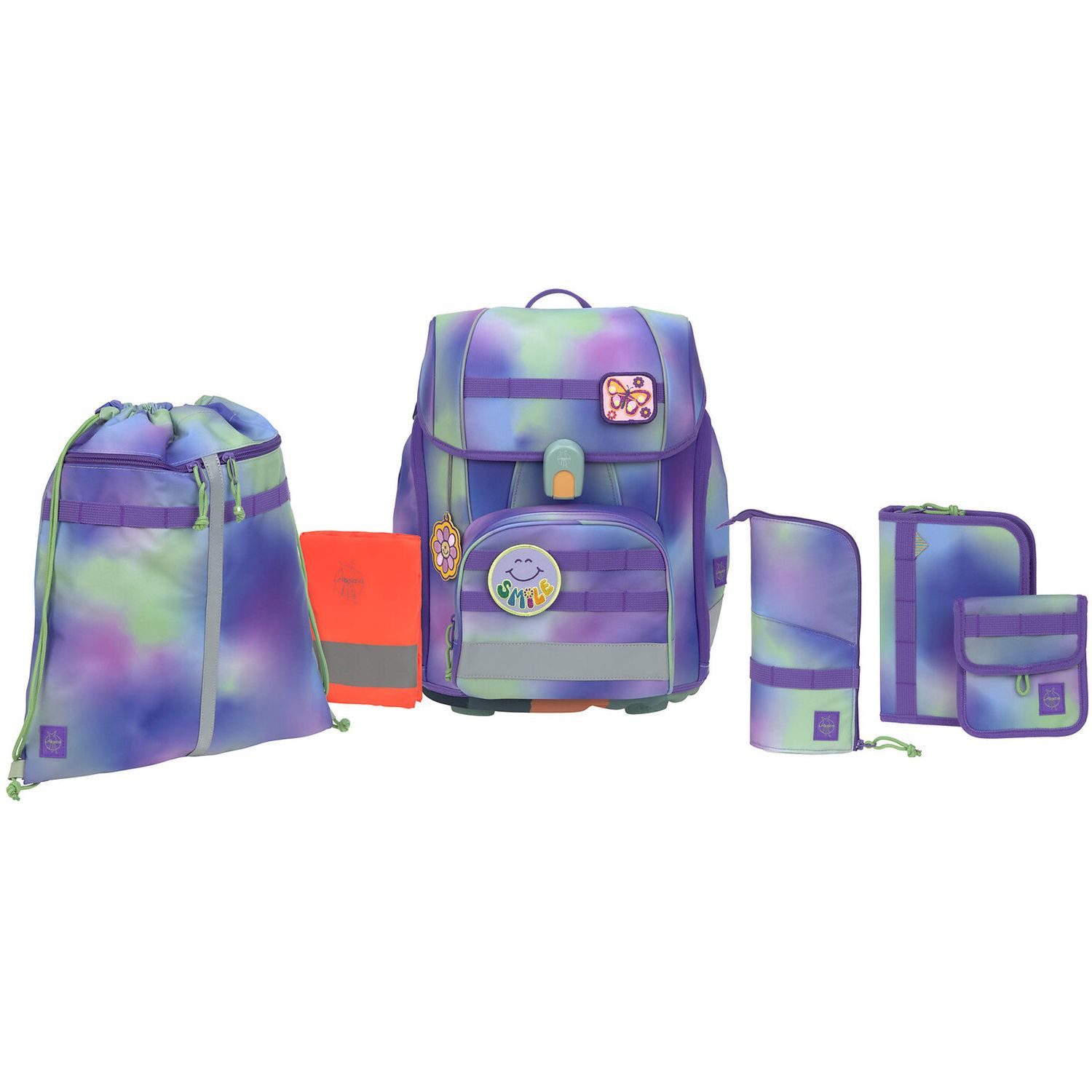 LÄSSIG Schulranzen Ranzenset 7-tlg. Boxy Unique gradient green/purple