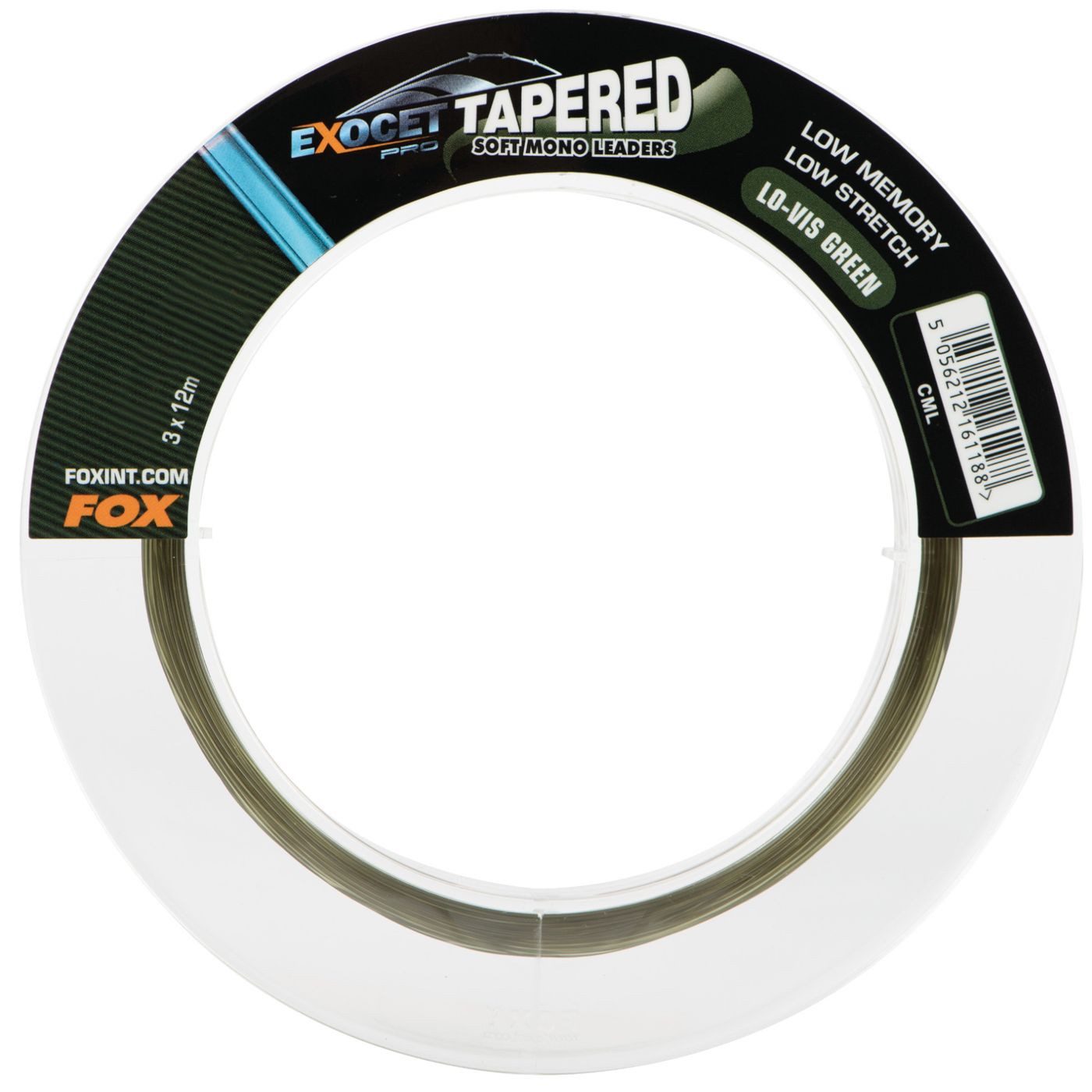FOX International Vorfachschnur Fox Exocet Pro Tapered Leaders Low Vis Green - 3x12m Schlagschnur, 0.33 m Länge, 0.33 mm Fadendurchmesser, (36-St)