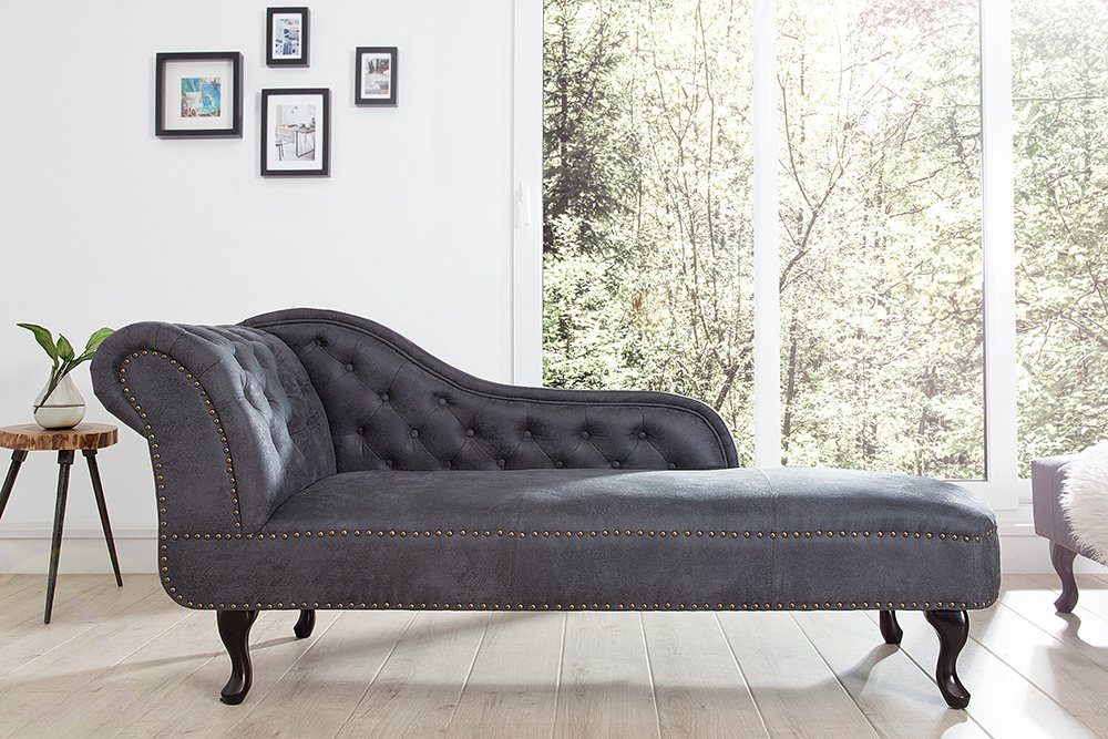 riess-ambiente Recamiere CHESTERFIELD 170cm antik Chesterfield 1 im Design Einzelartikel Teile, grau