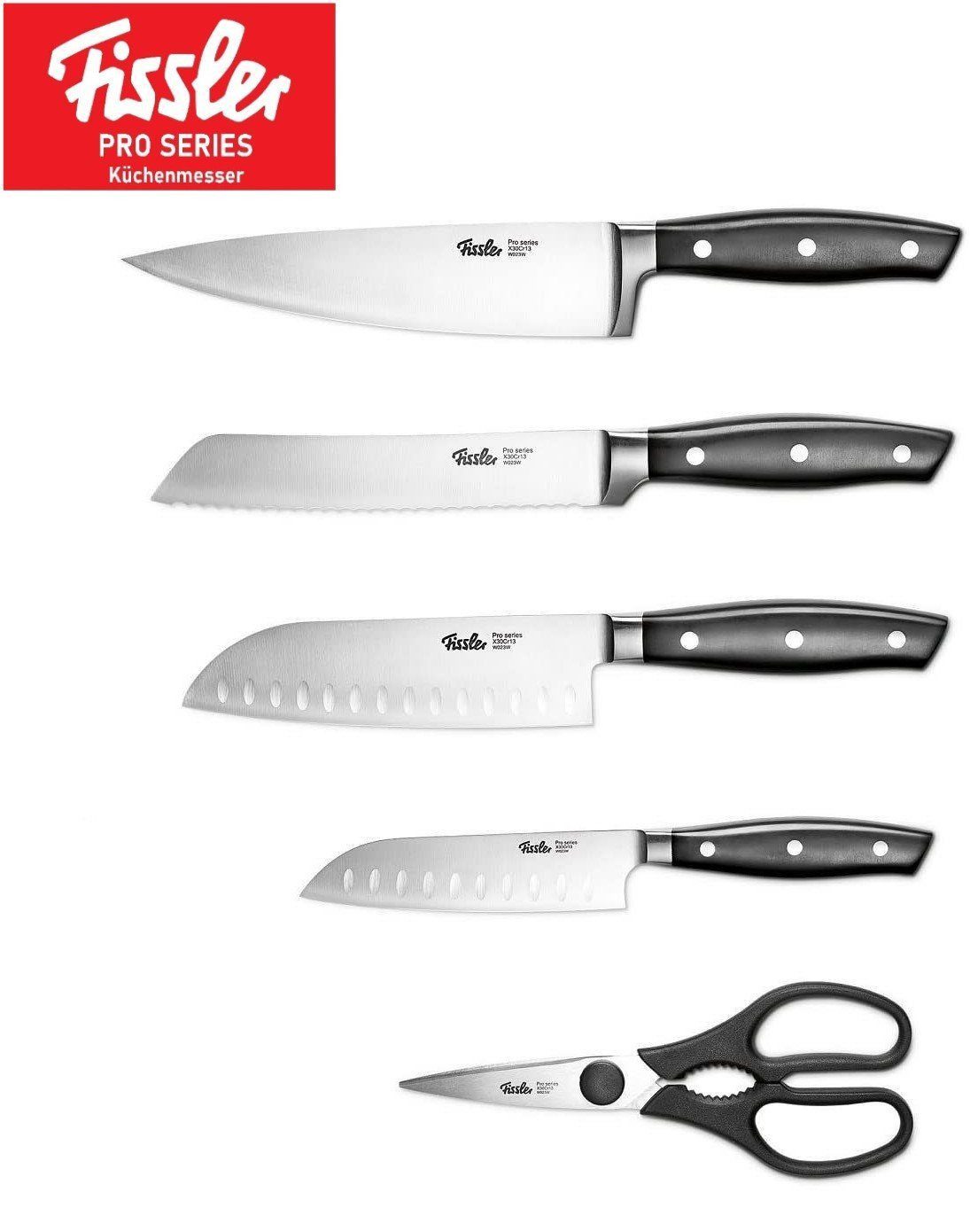 Fissler Messer-Set Profi Messer - Edelstahl Messer mit Spezialklinge (5-tlg)