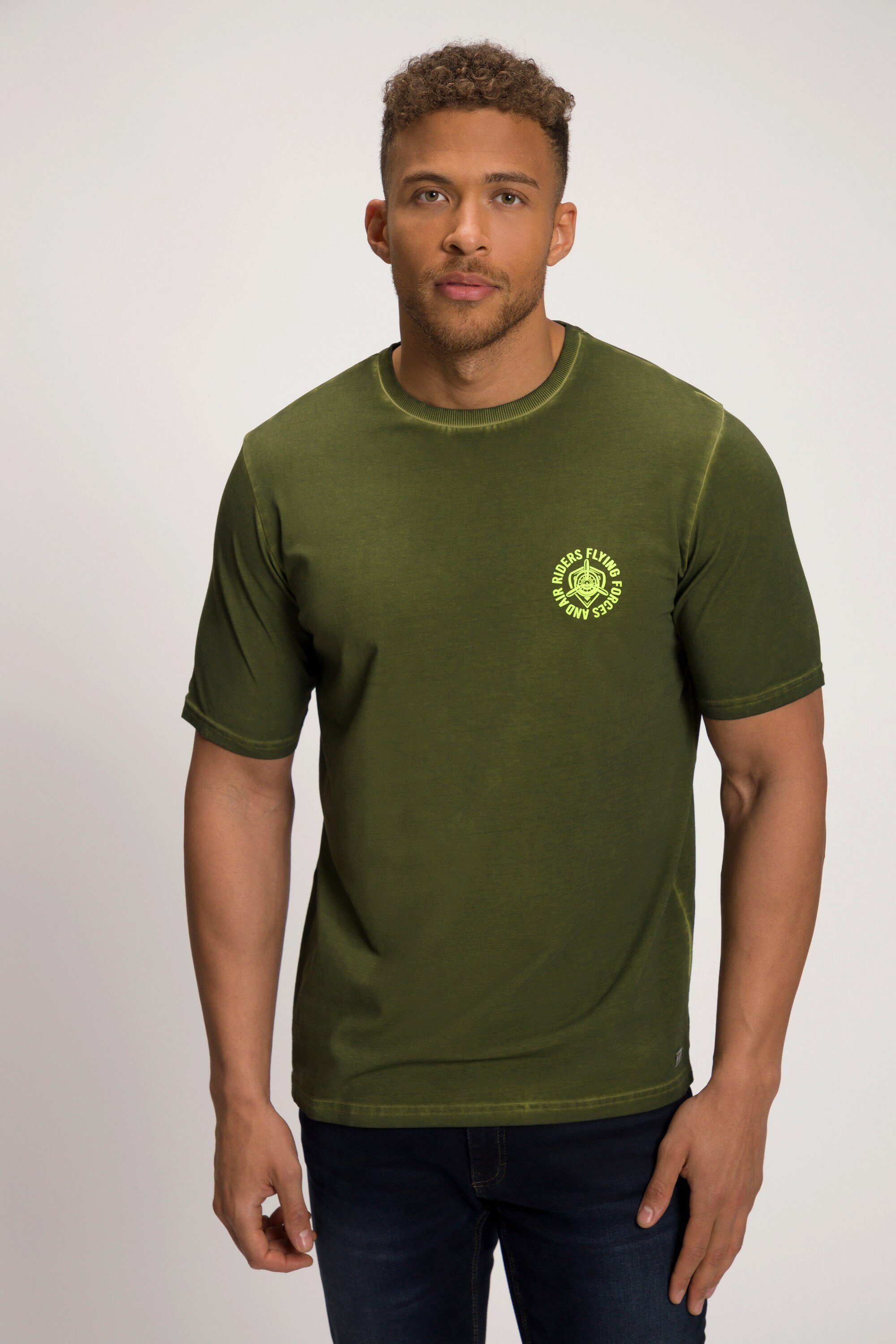 JP1880 T-Shirt T-Shirt FLEXNAMIC® Halbarm oil dyed Print bis 8 XL oliv