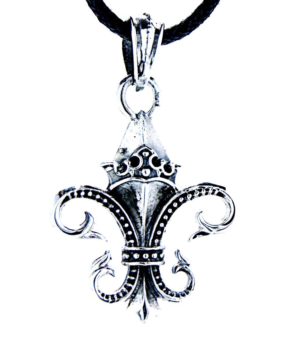 Kiss of Leather Kettenanhänger Si.40A Fleur-de-Lis Lilie Fleur de Lis / Lys Blume, 925 Silber (Sterlingsilber)