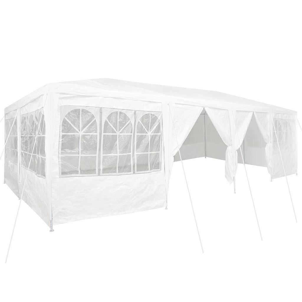 vidaXL Pavillon weiß - mit Seitenwände Partyzelt mit 12 Seitenwänden Weiß 8x4 m Polyet