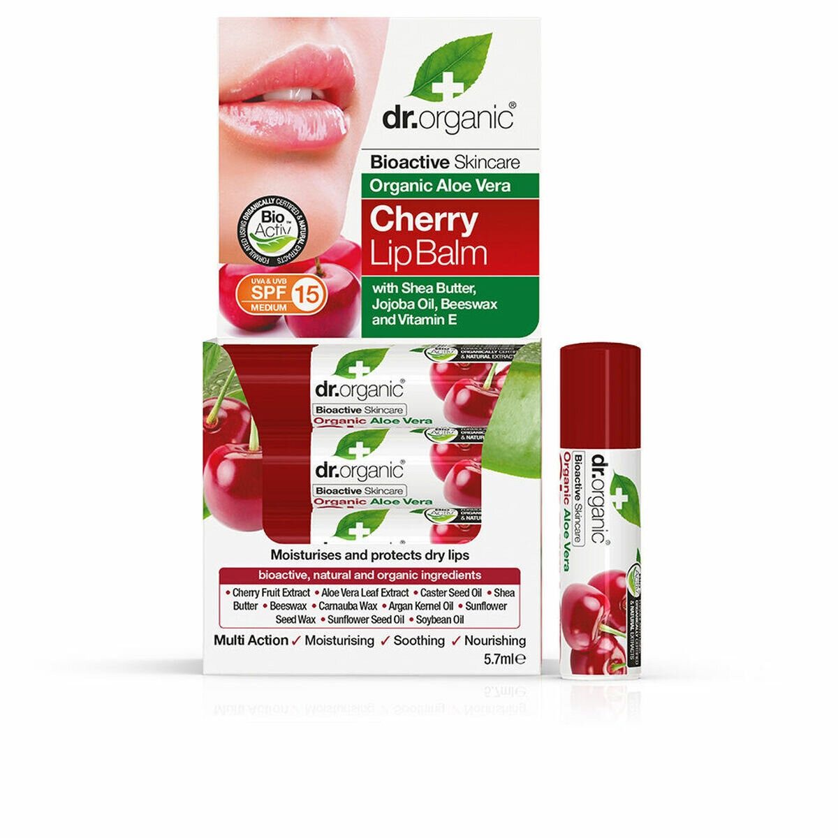 Dr. Organic Lippenbalsam ALOE VERA Y CEREZA bálsamo labial