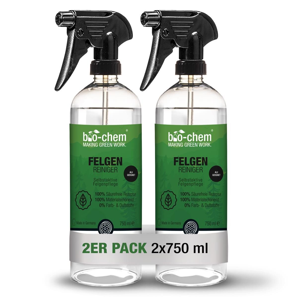 bio-chem Felgenreiniger 2x 750 ML – kraftvoll, säurefrei Felgenreiniger