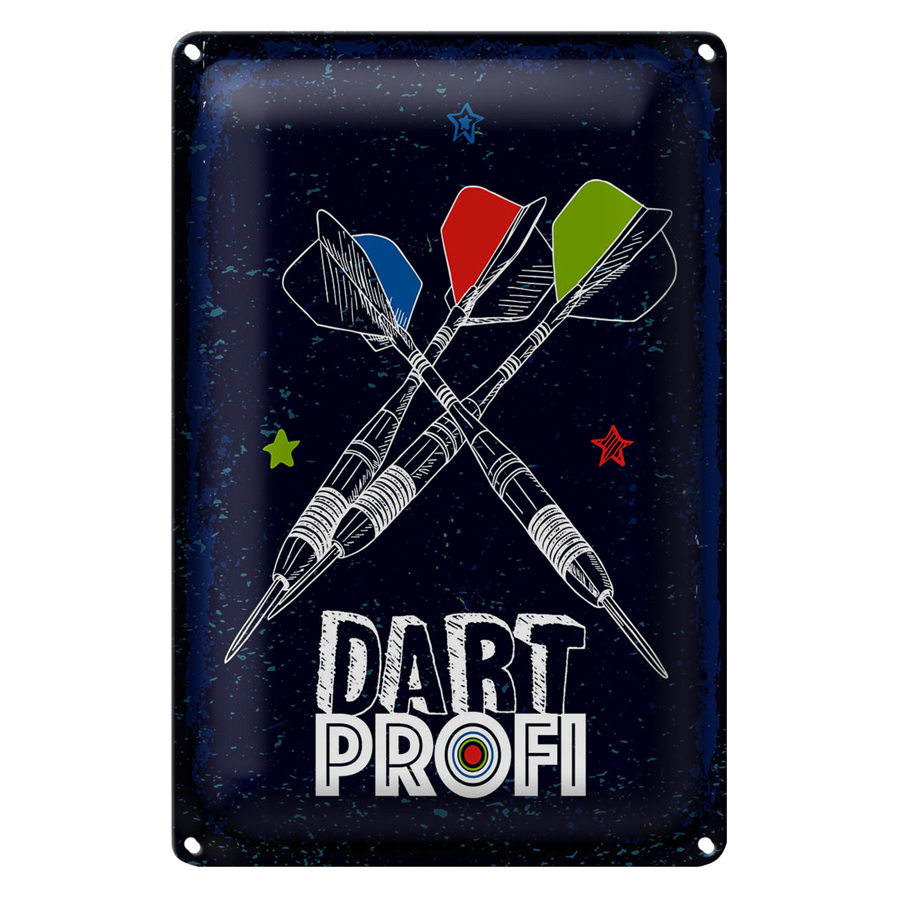 Metallschild Sportart Dart Profi Dartpfeile 12x18cm