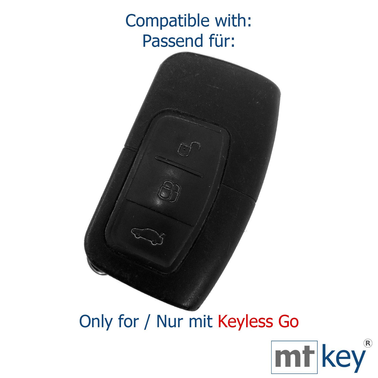 3 SMARTKEY Softcase Autoschlüssel KEYLESS Silikon mt-key Mondeo für Tasten fluoreszierend Focus Kuga Schlüsseltasche Grün, Ford Schutzhülle C-Max