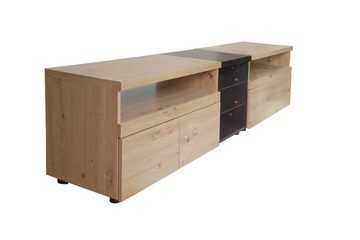 Merax Lowboard Industrial mit 4 Schubladen und 5 offenen Fächer, TV-Schrank mit Glaseinlegeböden, TV-Board, Fernsehtisch, B:201cm