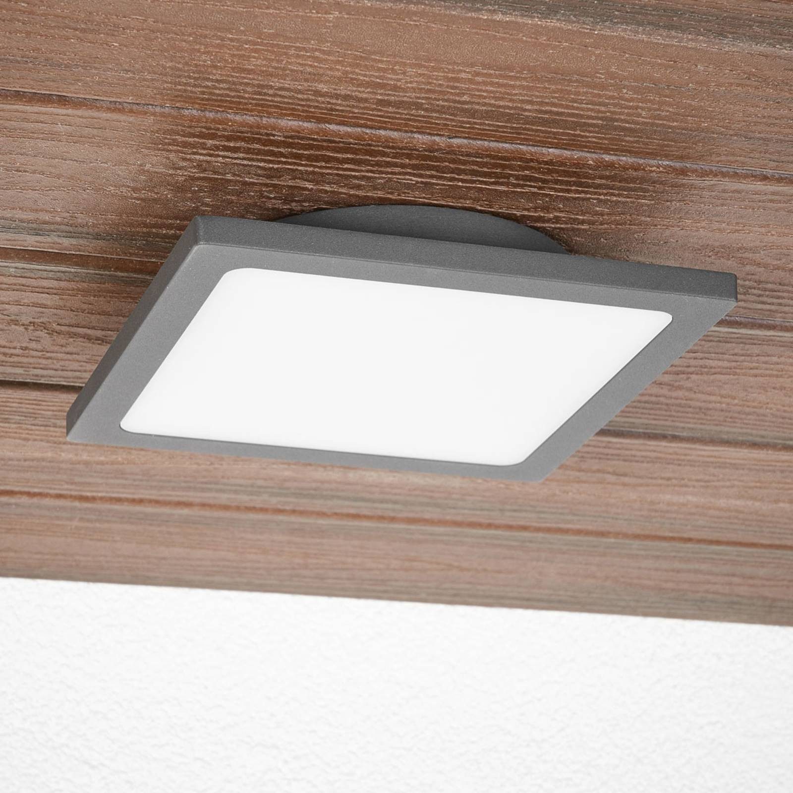 Lucande Außen-Deckenleuchte Mabella, LED, Metall, Schwarz warmweiß IP65mit Bewegungsmelder, 1 x 11,5 W LED, warmweiß