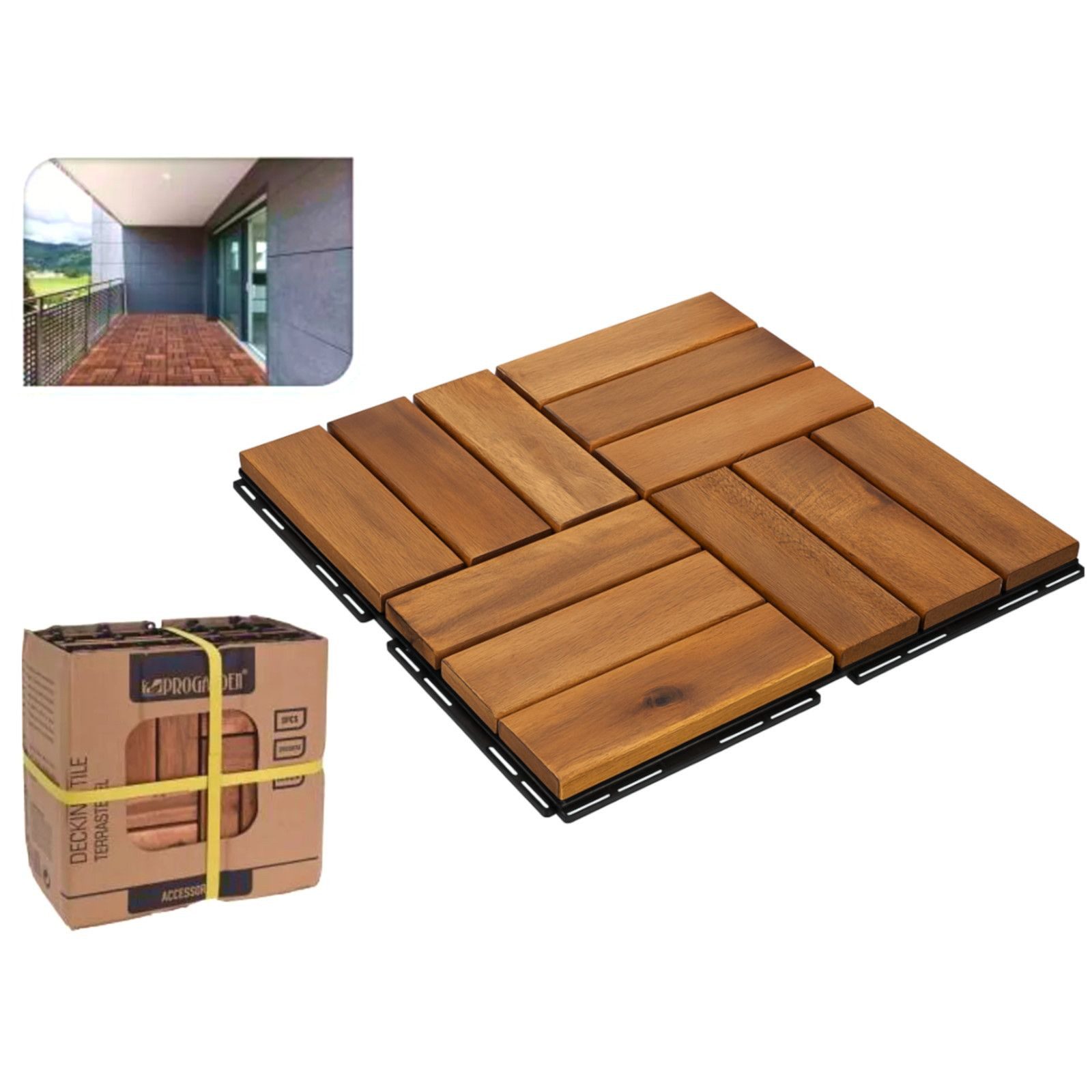 BURI Holzfliesen Akazienholz-Fliesen 11x Holzfliese Klickfliese günstig online kaufen