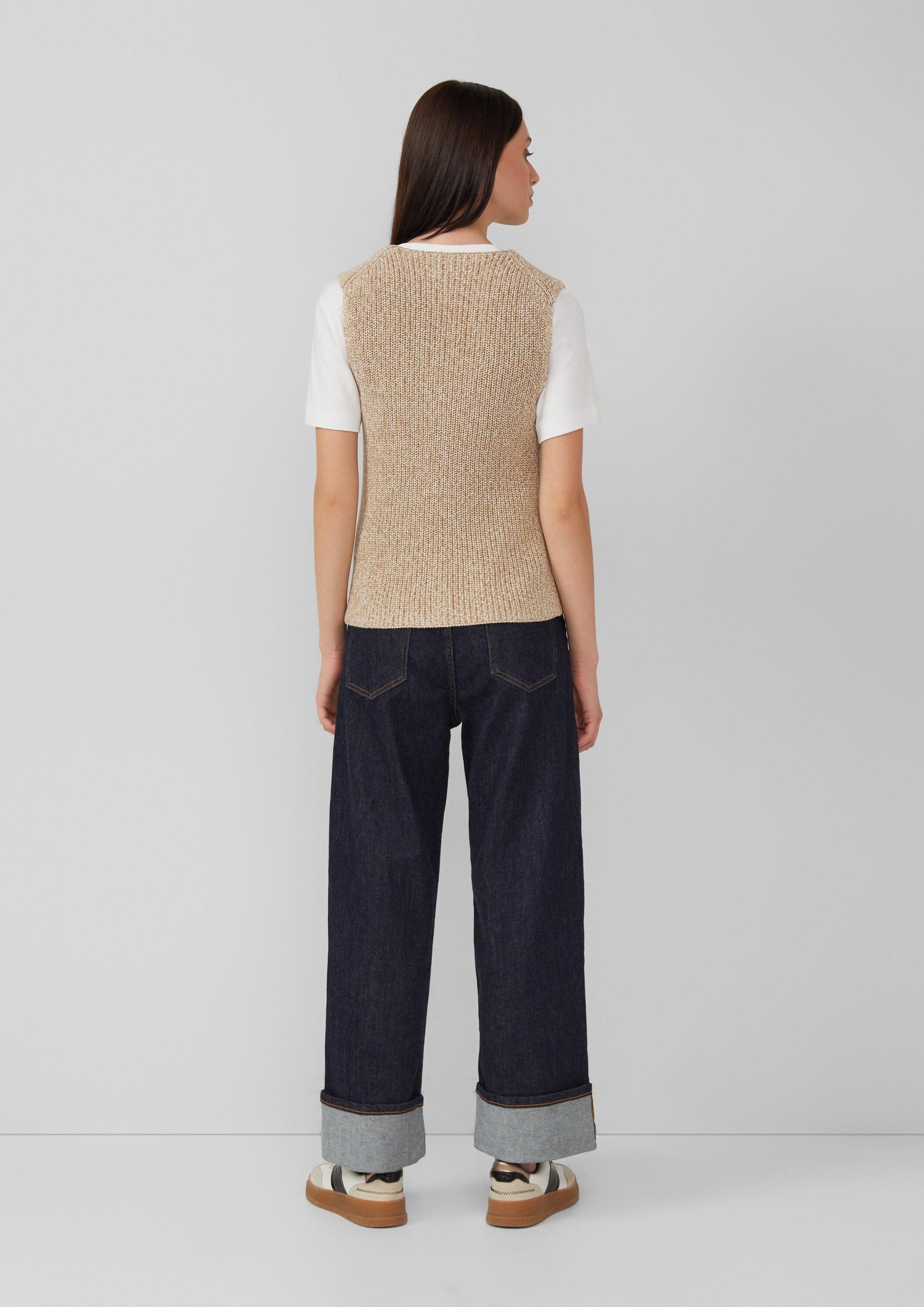 s.Oliver Rundhalspullover Strickjacke Strickweste im Slim Fit mit Knopfleiste
