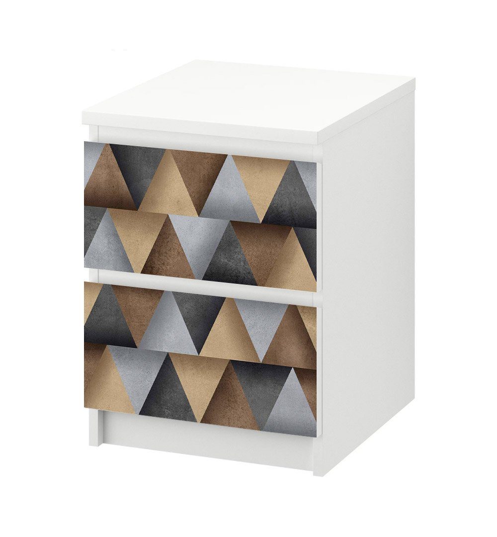 MyMaxxi Möbelfolie Kommodenaufkleber Malm Abstraktes Dreieck Klebefolie Möbelfolie Folie, (Dreieck Muster schwarz gold, 1St.}, Ein Наклейка je Schublade), Selbstklebend