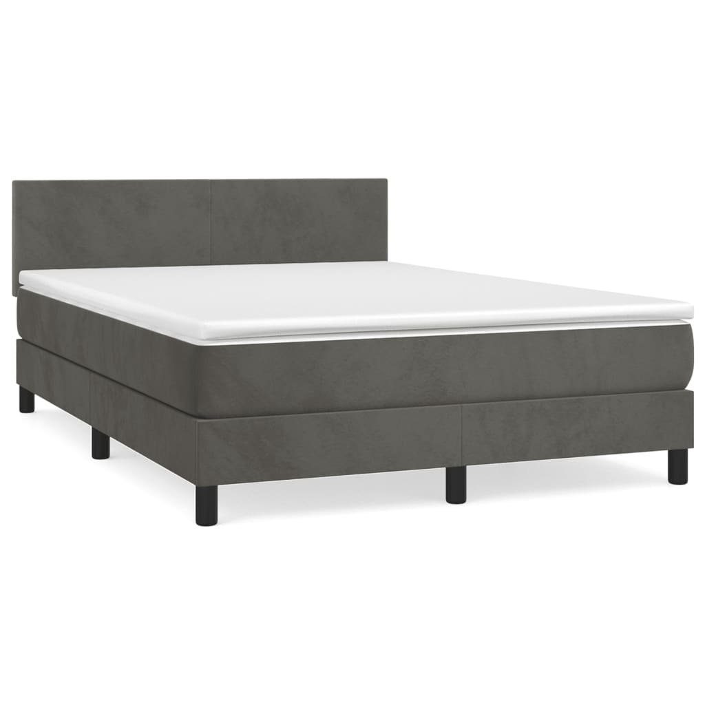 Boxspringbett 140 x 200 cm Boxspringbett mit Matratze Dunkelgrau 140x200 cm Samt Bet